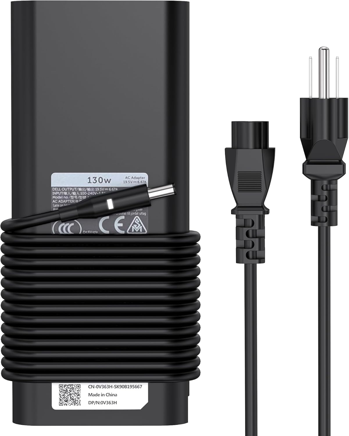 New 130W 4.5Mm AC Adapter Laptop Charger Replacement for Dell XPS 15 9570 7590 9560 9550 Precision 5520 5540 5510 5530 M3800 M2800 HA130PM130 DA130PM130 0V363H 06TTY6 0RN7NW Power Supply Cord