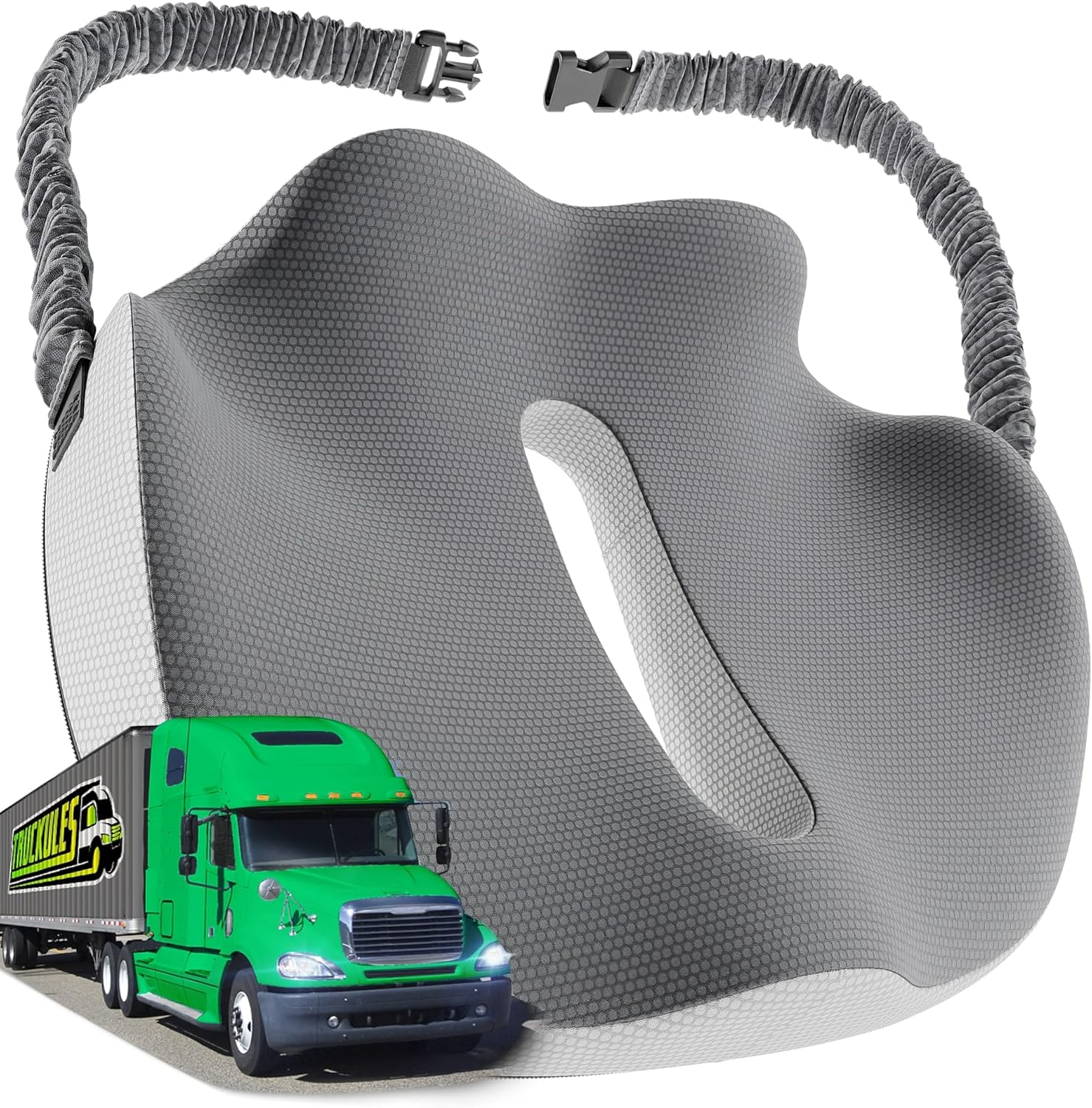Semi Truck Seat Cushion for Truck Driver Upgraded Back Support Memory Foam Trucker Seat Cushion - Sitting & Pain Relief, Long Driving Truck Tested Tush Approved Trucker Accessories
