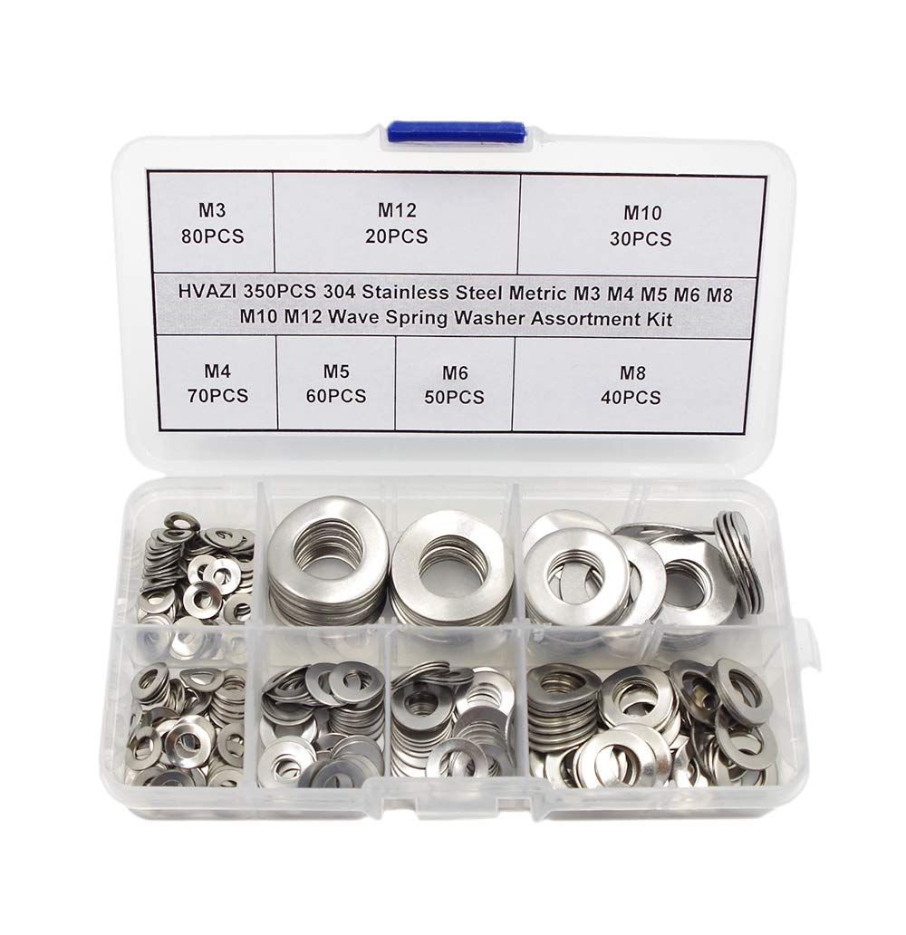 350PCS Metric M3 M4 M5 M6 M8 M10 M12 304 Stainless Steel Wave