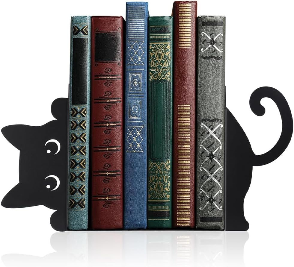 Cat Metal Bookends Set of 2 Cute Decorative Holders