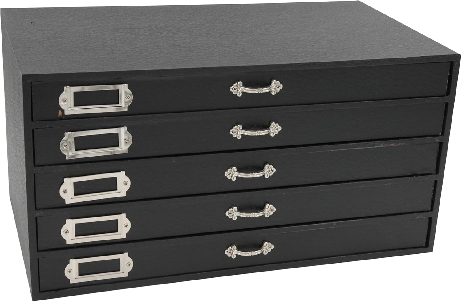 Jewelry Storage Organizer (Jewelry Box), Black Faux Leather 5-Drawer Jewelry Case