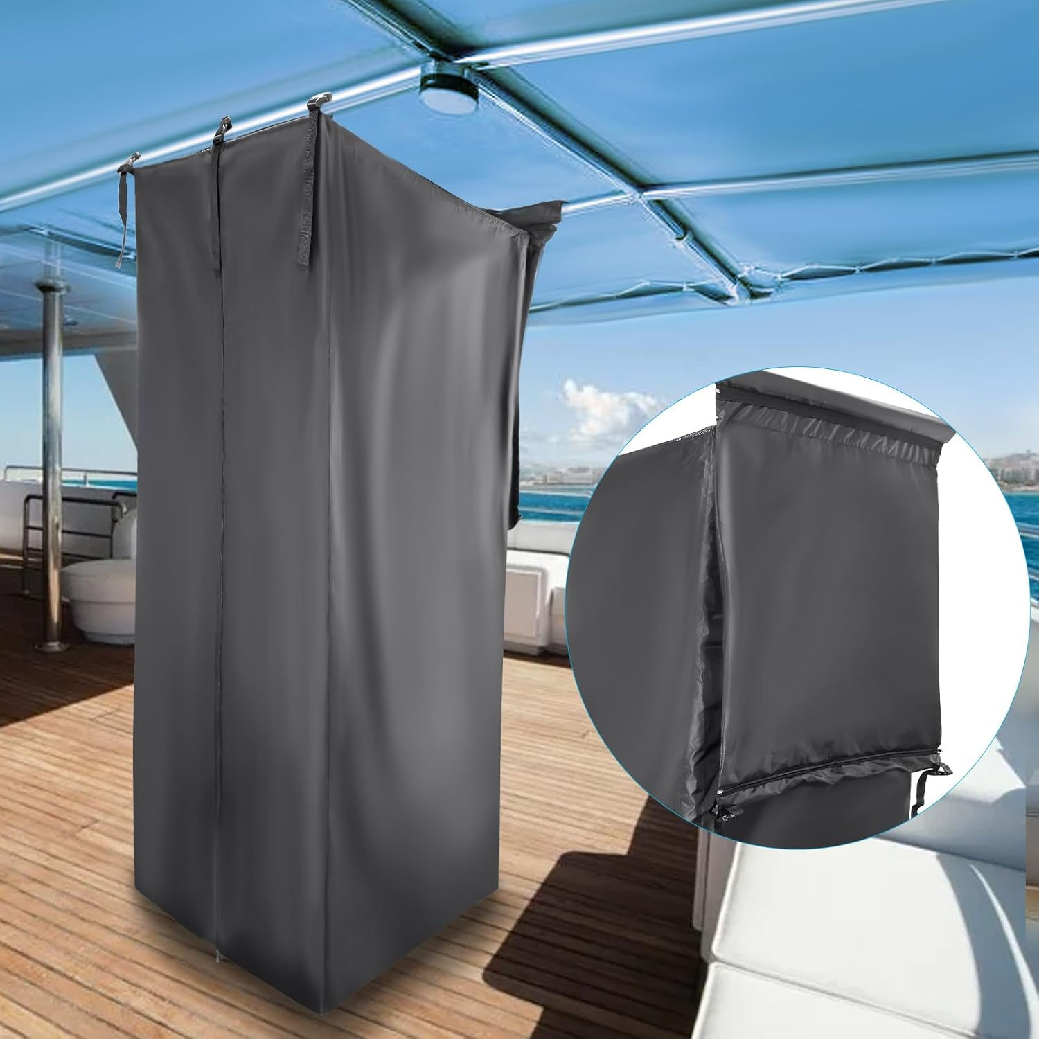 Pontoon Boat Privacy Tent Boats Curtain with Storage Bag Waterproof Portable Adjustable Hanging Changing Install under Bimini Top 72