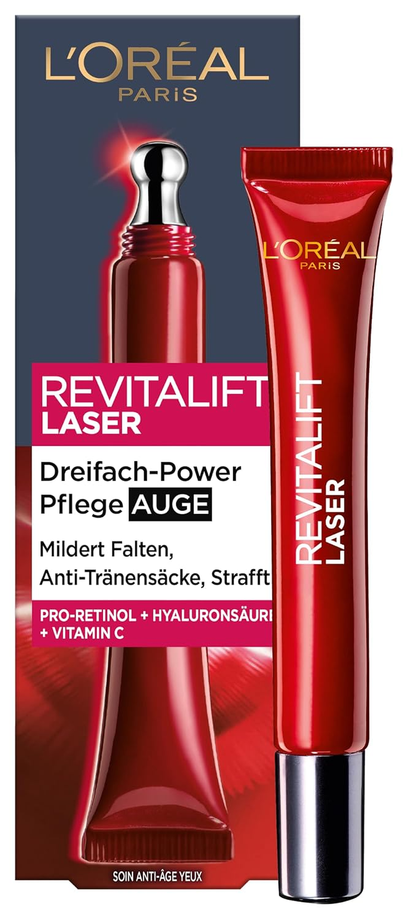 L'Oréal Paris Anti-Falten Augencreme Gegen Tränensäcke, 15Ml