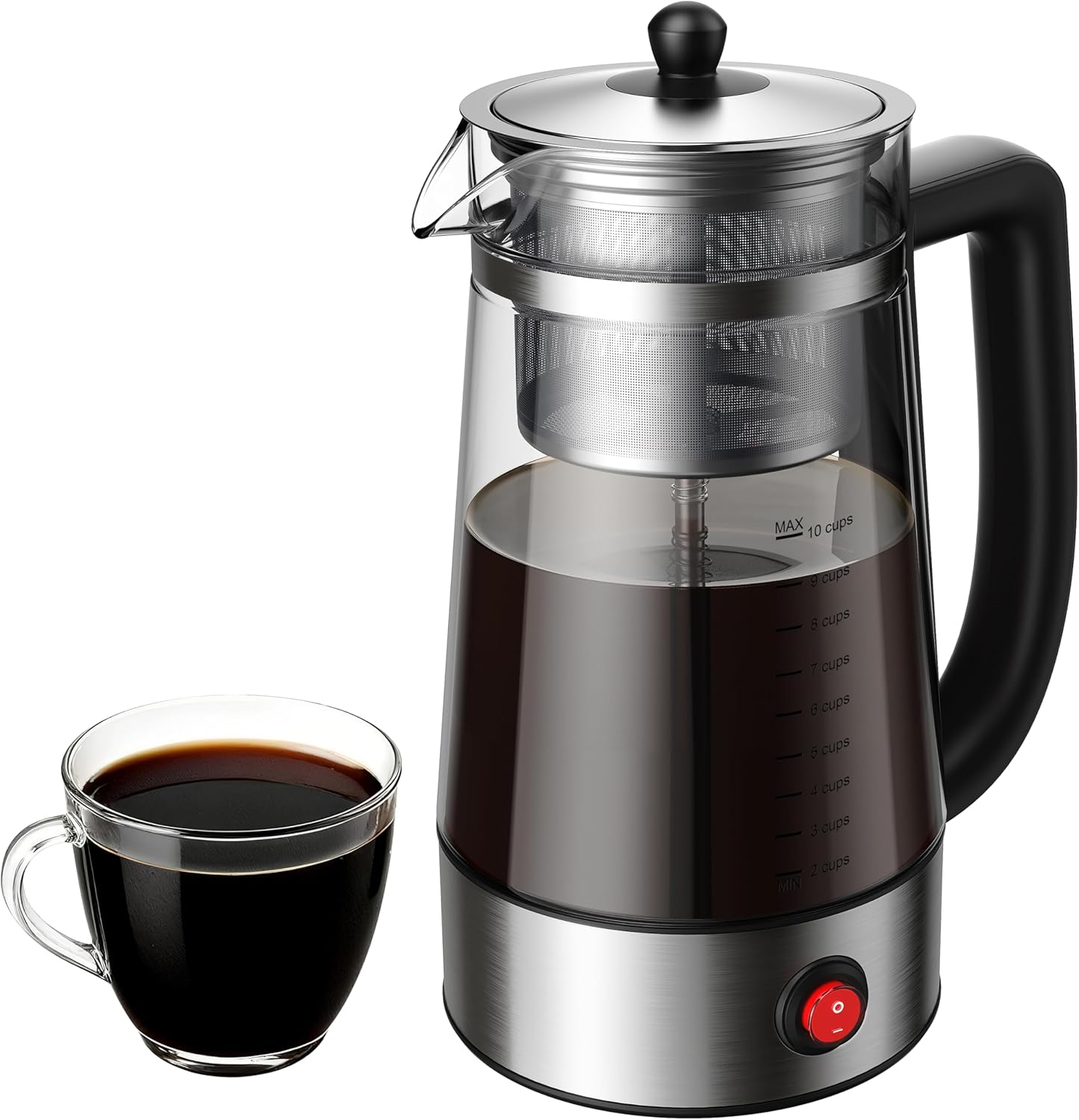 Electric 10-Cup Percolator Coffee Maker with Auto Keep Warm & Cool-Touch Handle