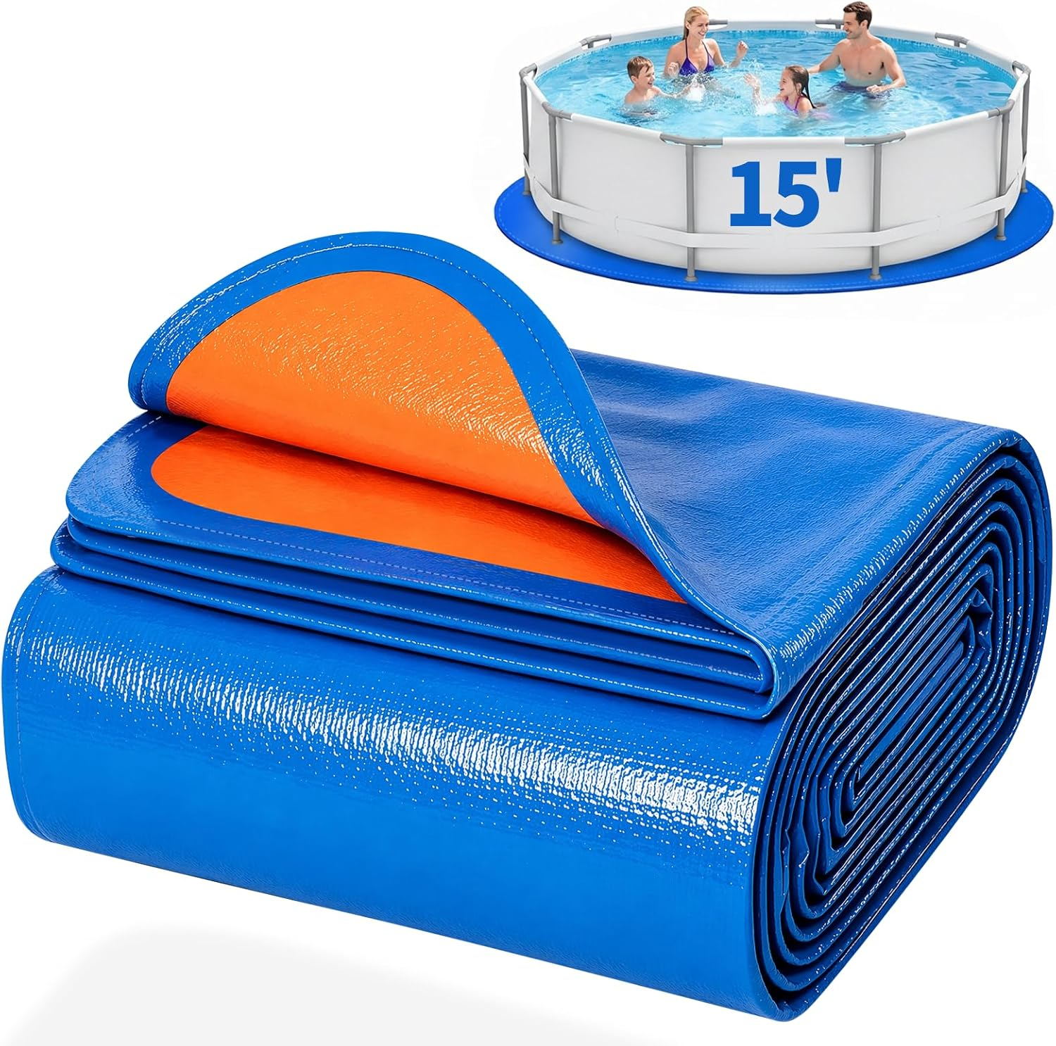 15FT round Pool Liner Pad for above Ground Pools, 180 GSM Heavy-Duty Puncture Resistant under Mat, Underlayment Outdoor Tarp Protector for Lawn Concrete, Pool Floor Base Pad, Extends Liner Life