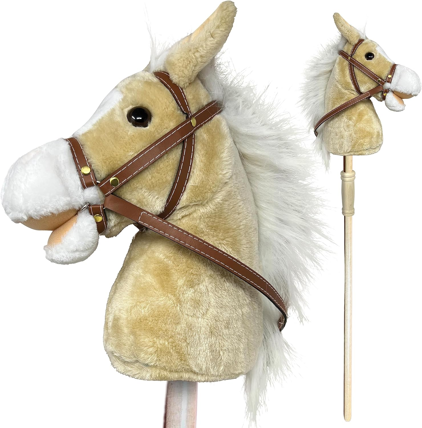 Stick Horse | Plush Handcrafted Hobby Horse Provides Fun Pretend Play for Toddlers & Preschoolers | Handsewn Head, Sturdy Wood Stick, plus Neighing & Clip-Clop Sounds
