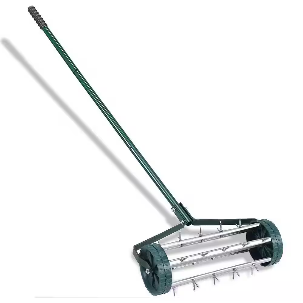 Rolling Garden Lawn Aerator Roller Home Grass Steel Handle