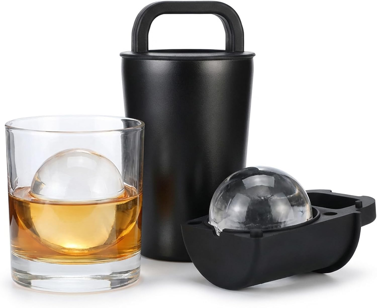 Clear Ice Cube Maker, 2.5 Inch Large round Ice Cube Mold, Food-Grade Silicone Ice Sphere Maker for Bourbon/Whisky/Old Fashioned Cocktail, 1 PCS