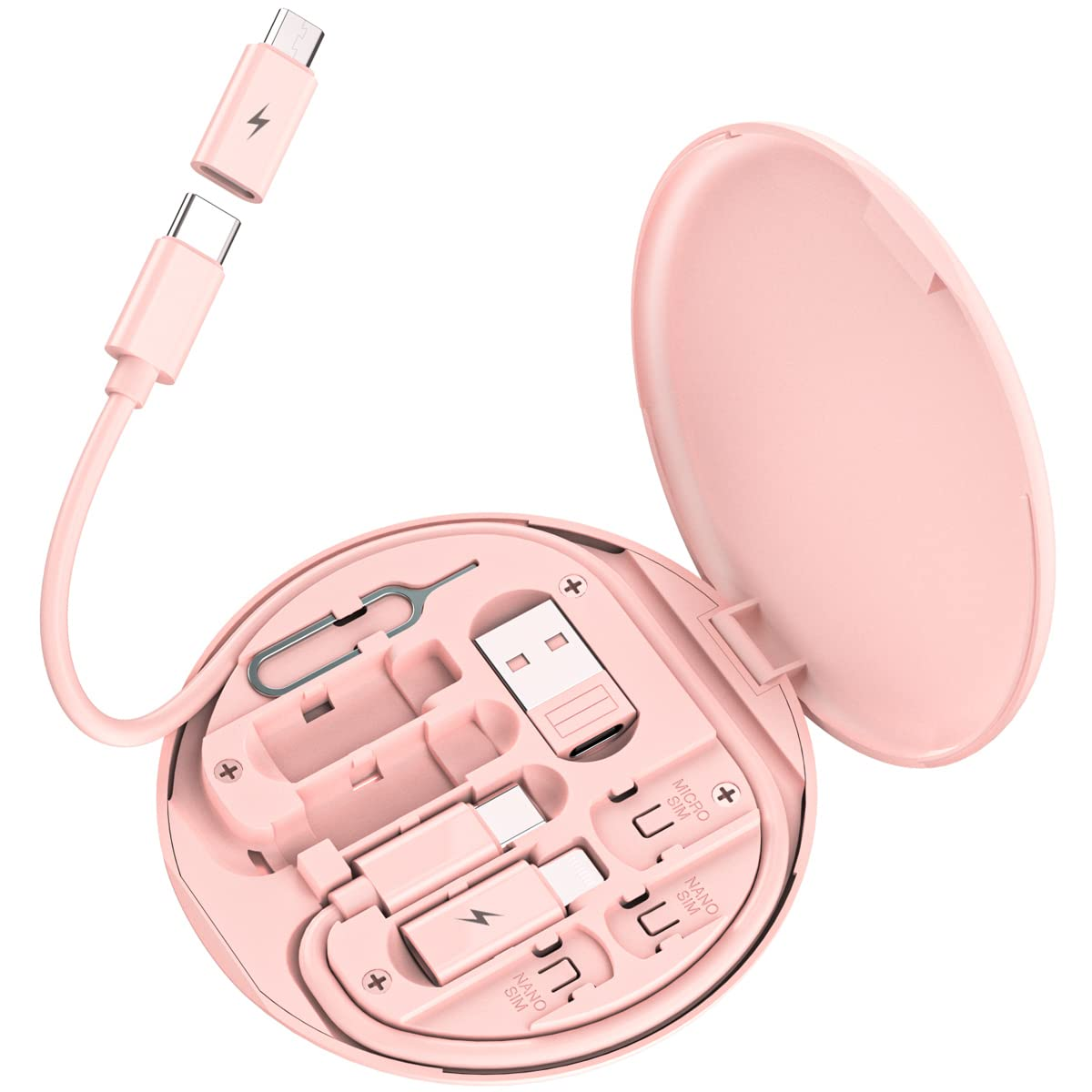 Multi USB Charging Adapter Kit USB-C to iOS Pink