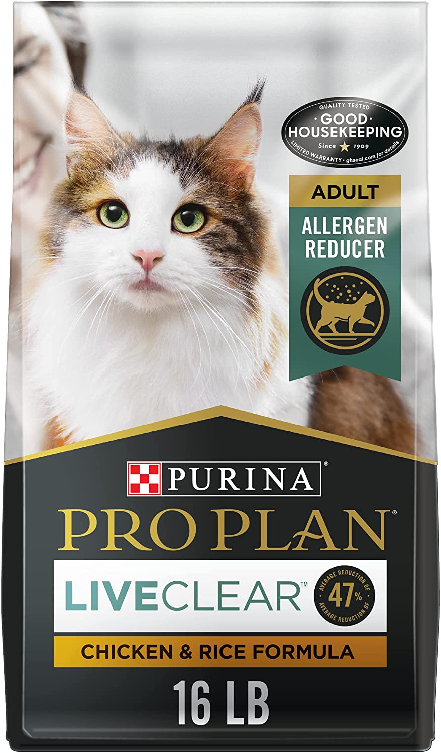 Purina Pro Plan Allergen Reducing, High Protein Cat Food, LIVECLEAR Chicken and Rice Formula - 16 Lb. Bag