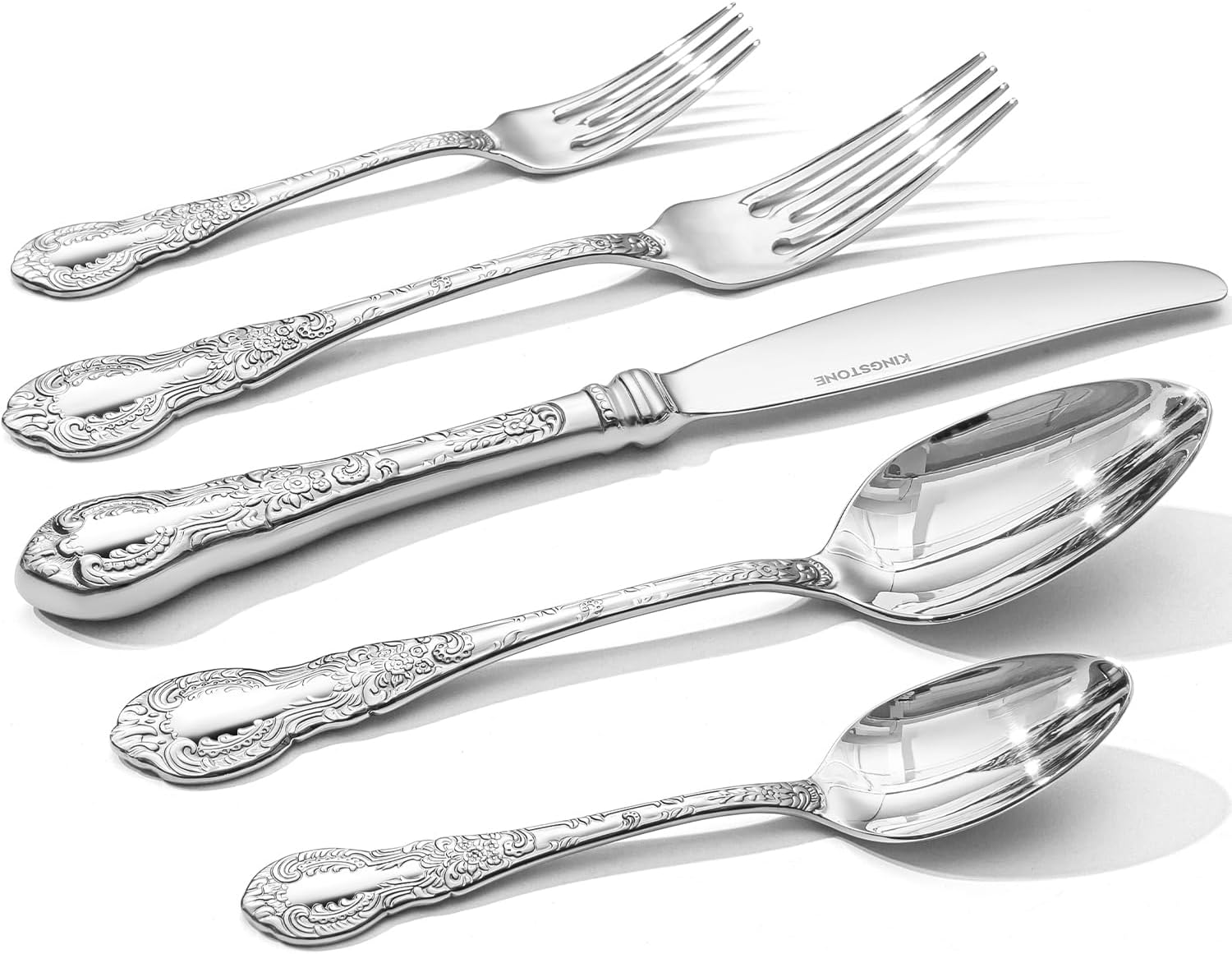 Silverware Set for 12, 60Pc Vintage Flatware Set, 18/10 Stainless Steel