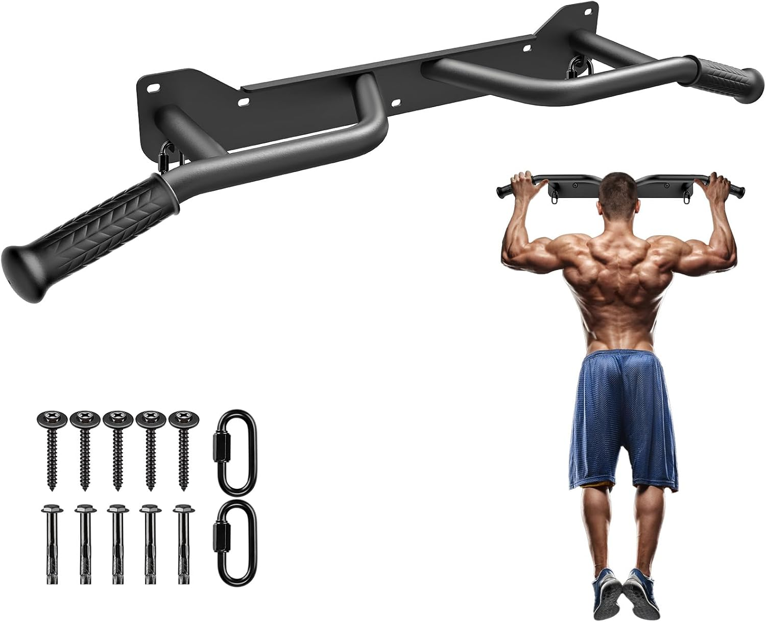 Kipika Heavy Duty Wall Mounted Doorway Pull up Bar, Multifunctional Chin up Bar, Portable Fitness Door Bar, Body Workout Home Gym System
