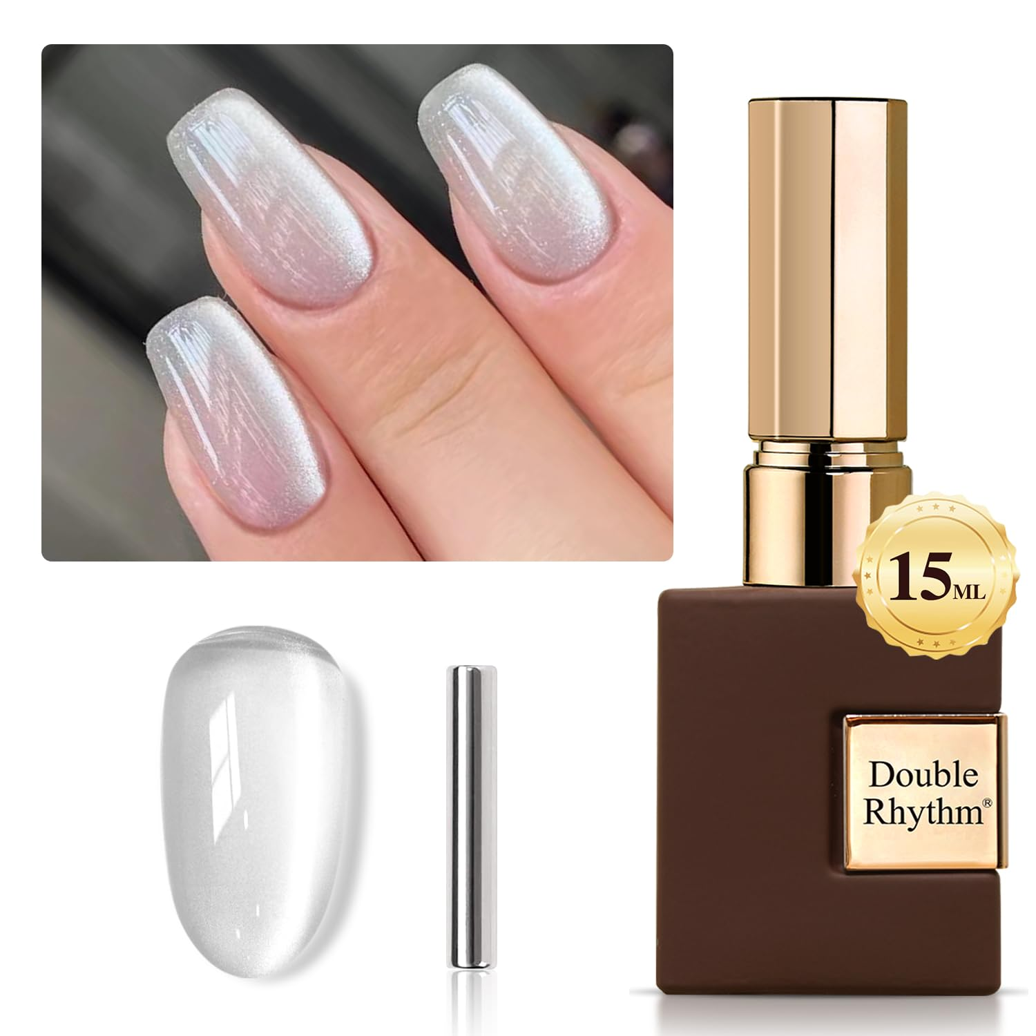 0.5 OZ Cat Eye Gel Polish with Magnet 15ML Holographic Glitter Shimmer Translucent Jelly Color Magnetic Nail Polish Salon DIY at Home (MC1031)