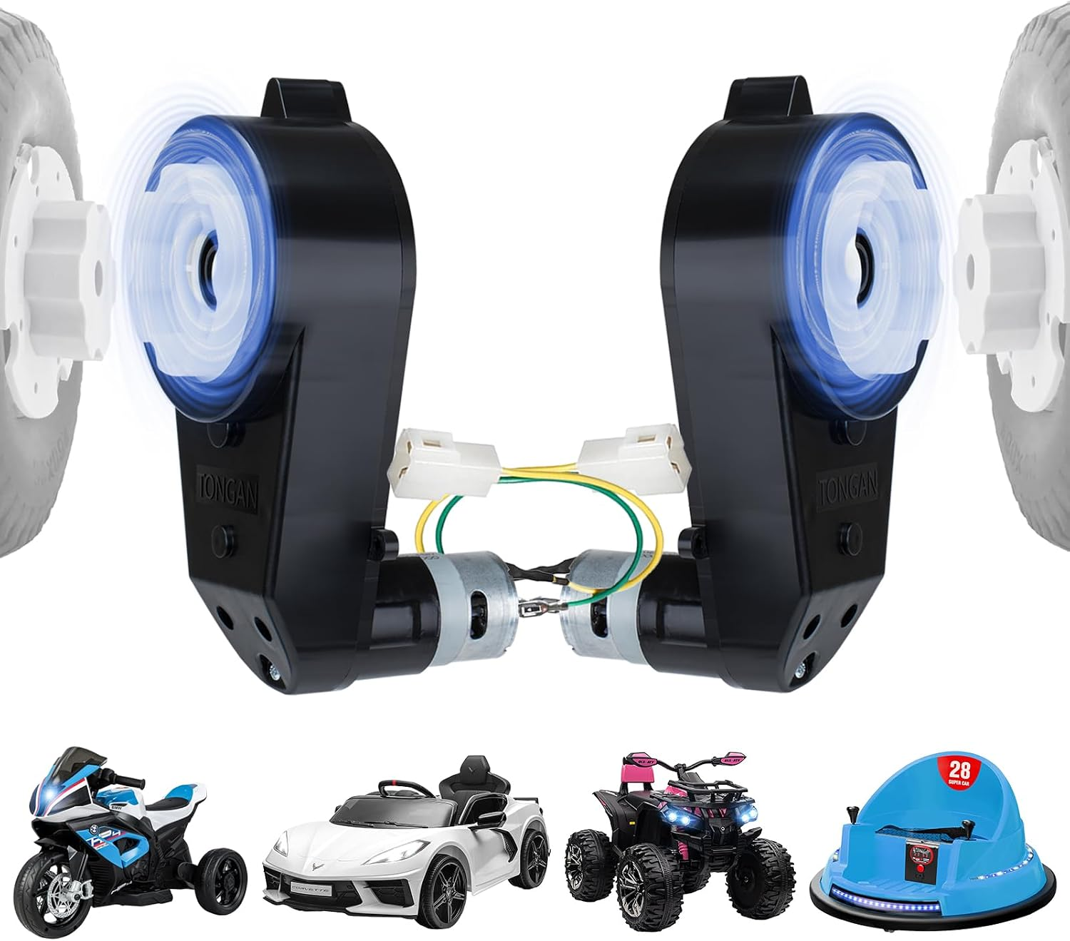 2Pcs 12V Motor Gearbox RS550 40000RPM High-Speed for Power Wheels Kids Ride-On Car