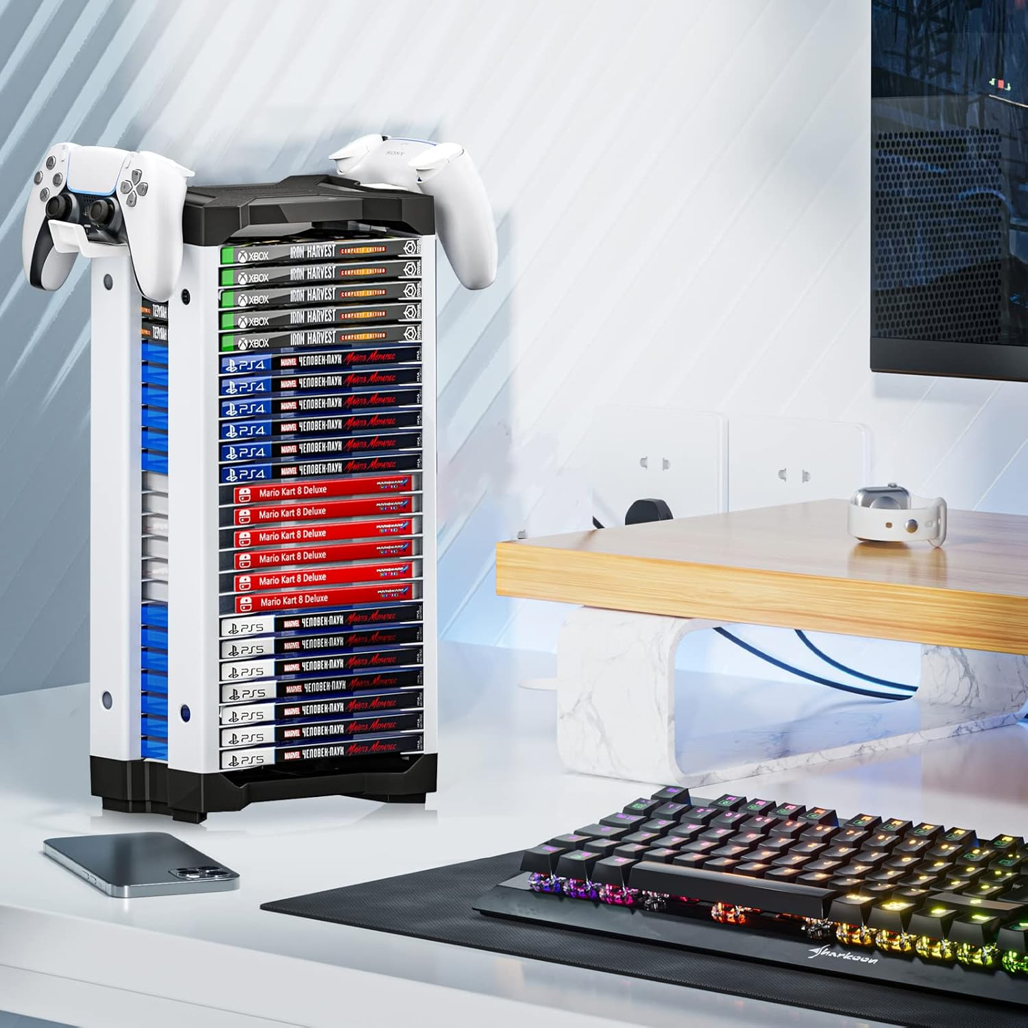 Nargos Video Game Storage Tower for PS5/ PS4/ PS3/ PS2/ Xbox One/Xbox 360 and... - Picture 6 of 14