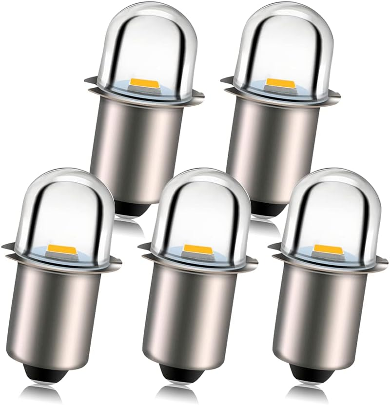 Ruiandsion LED Flashlight Bulb 18V P13.5S Base Socket Warm White LED Bulbs 