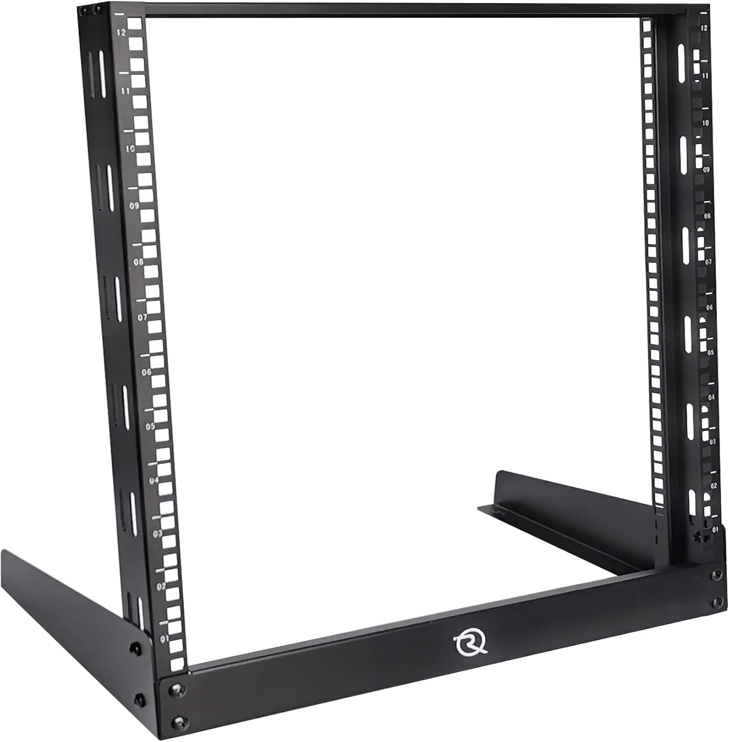 12U Desktop Rack for Audio & Network Devices 19 Inch 2 Post Open Frame Shelf with Reinforced Beam, Free Standing Tabletop Racks for IT Server Sound AV Music Recording Equipment