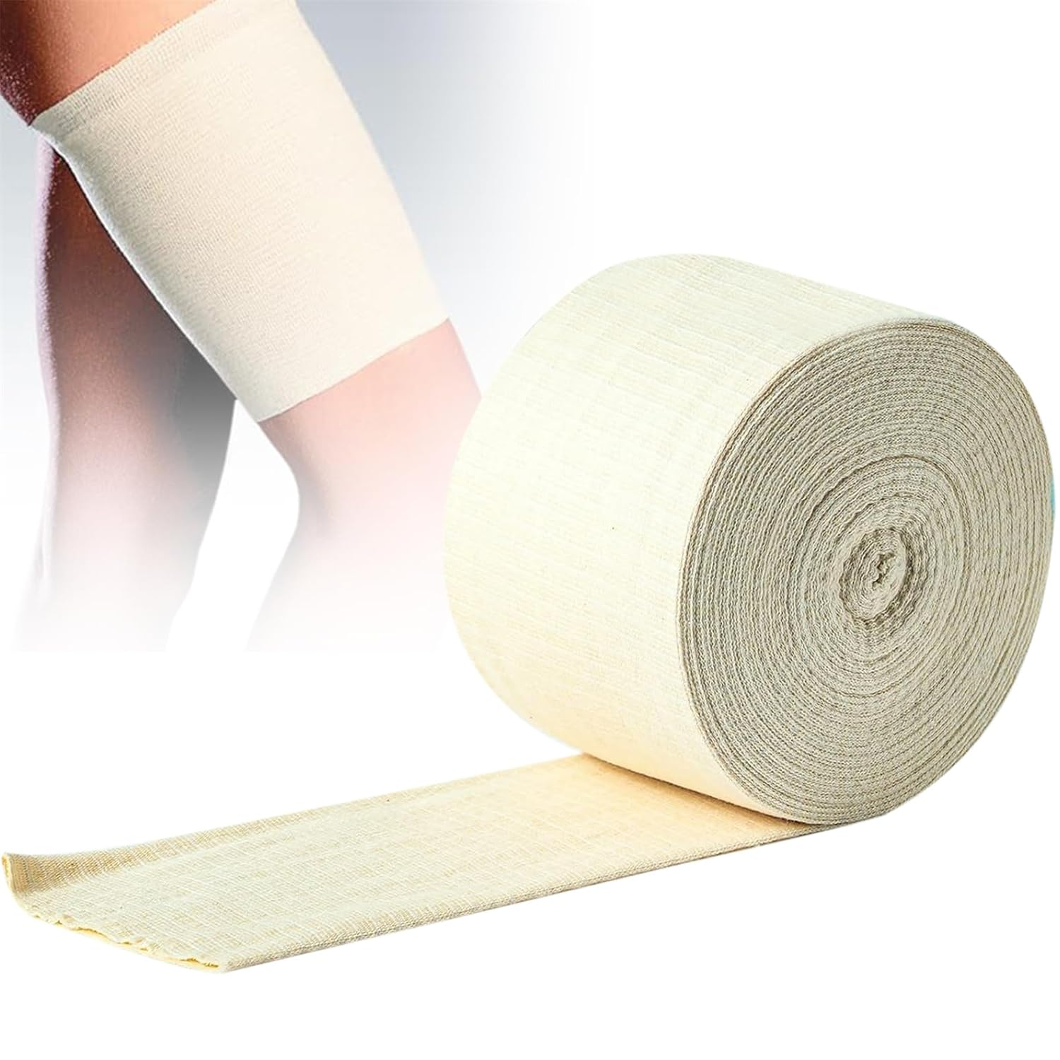 Elasticated Tubular Support Bandage Cotton Stockinette Tubing Size F Reusable Compression Sport Bandage Roll for Arm Leg Knee (3.9 Inch X 5.46 Yard)