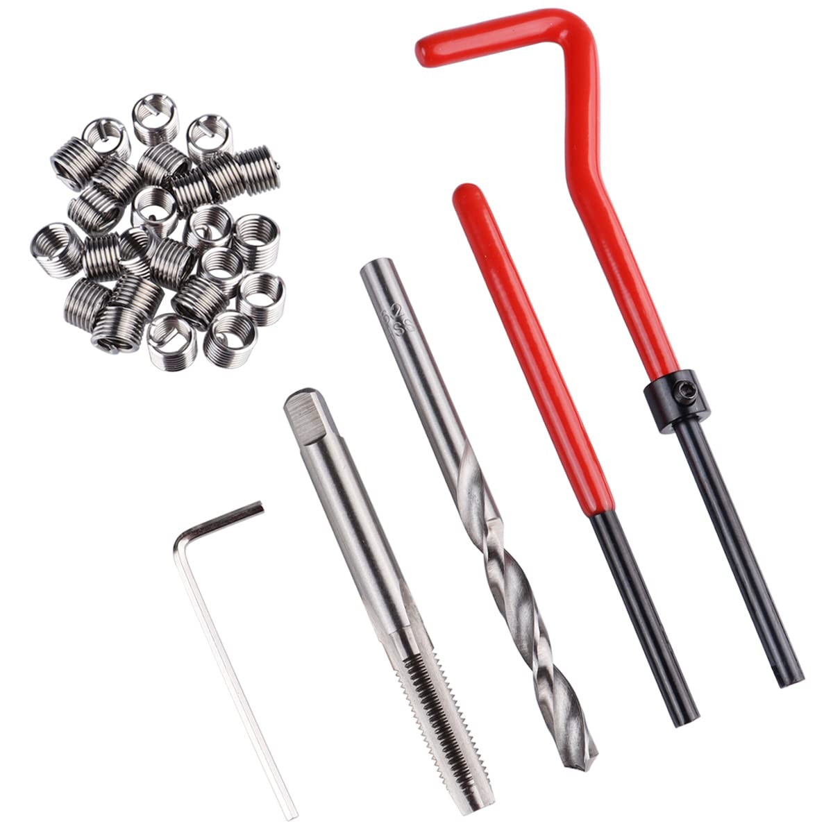 30Pcs M6 Helicoil Kit M6 x 1mm Thread Repair Kit M6 Helicoil Inserts