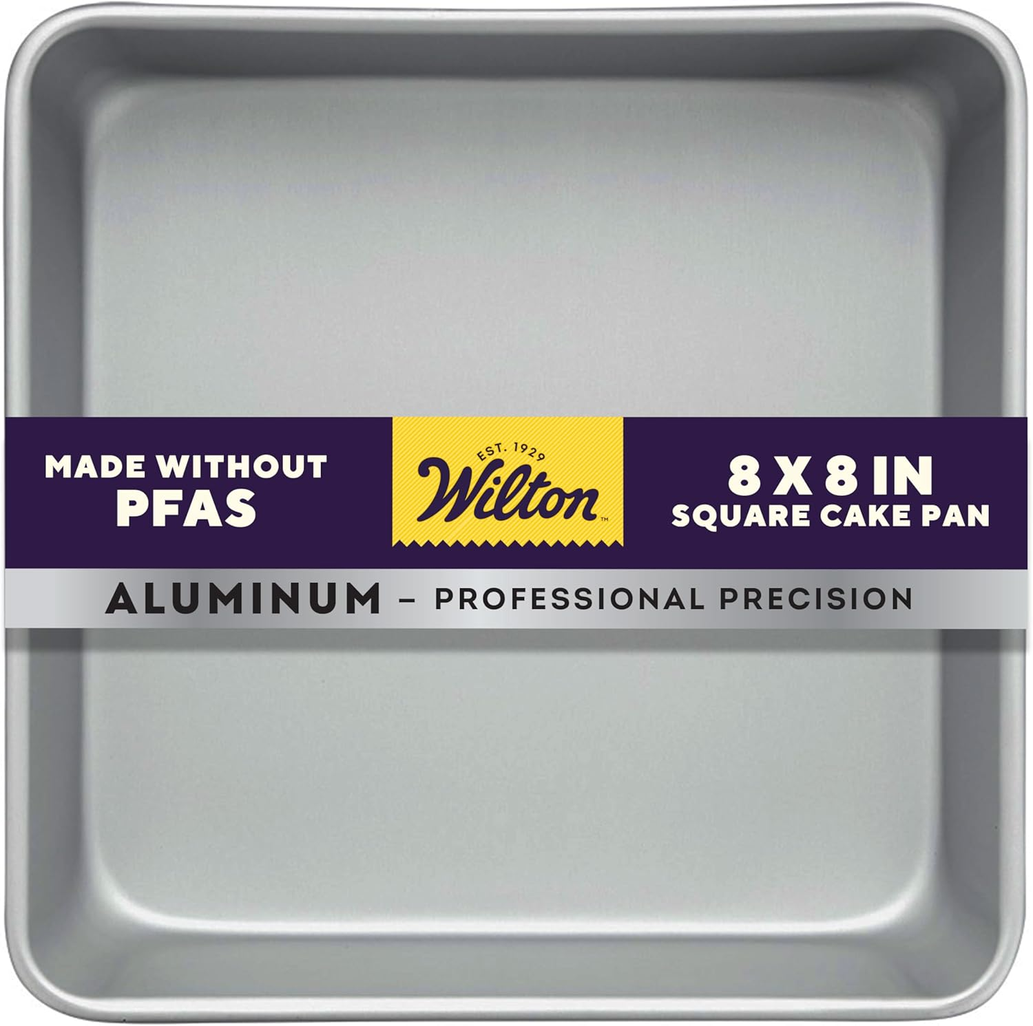 8 X 8 Inch Square Cake Pan, Even Heating Aluminum Bakeware, Made without PFAS, Packaging May Vary