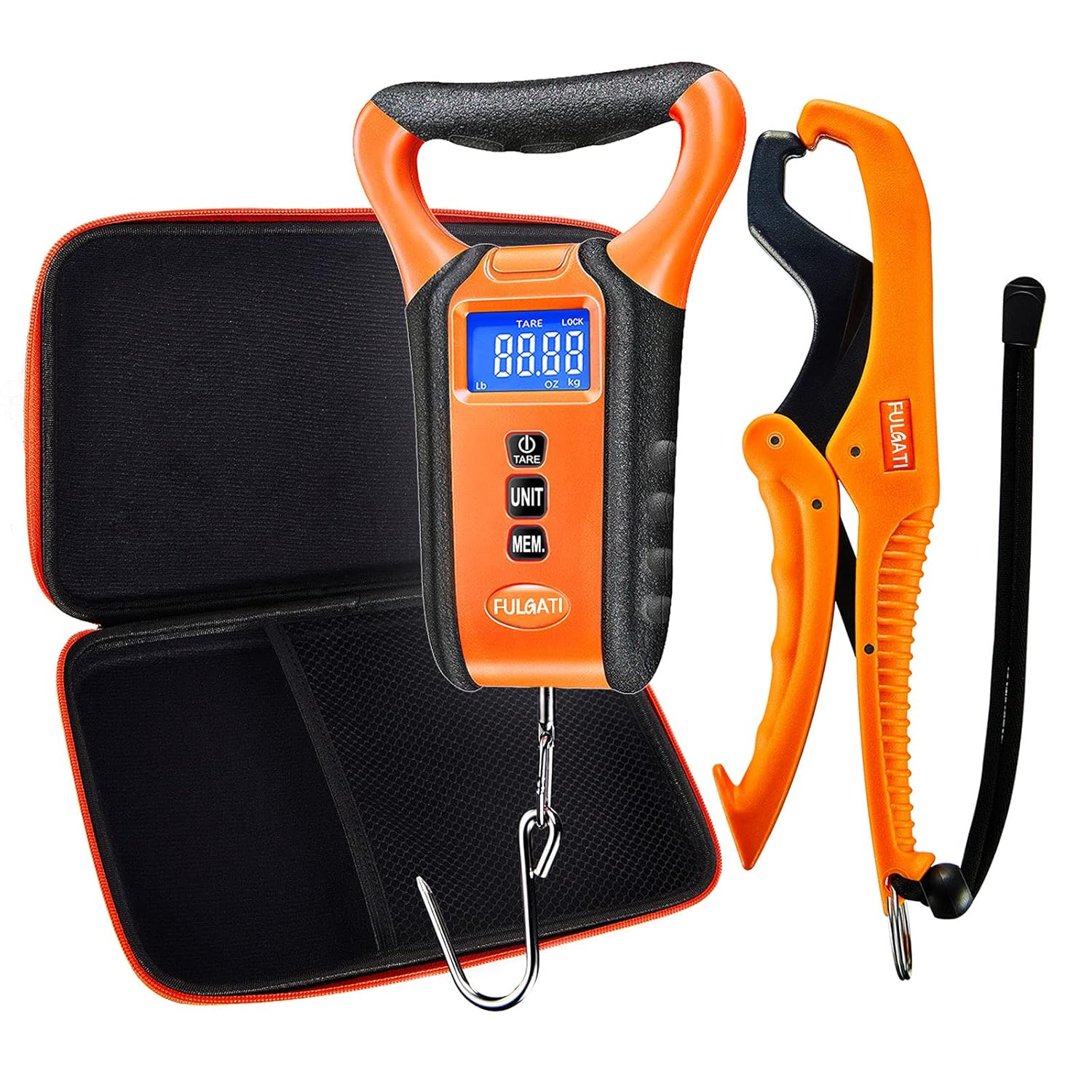 Waterproof Digital Fish Scale Floating Fishing Scale with Lip Gripper, Fish Weighing Scales with LCD Display, Memory Storage & Summation, Carry Case Include-Fishing Gifts for Men