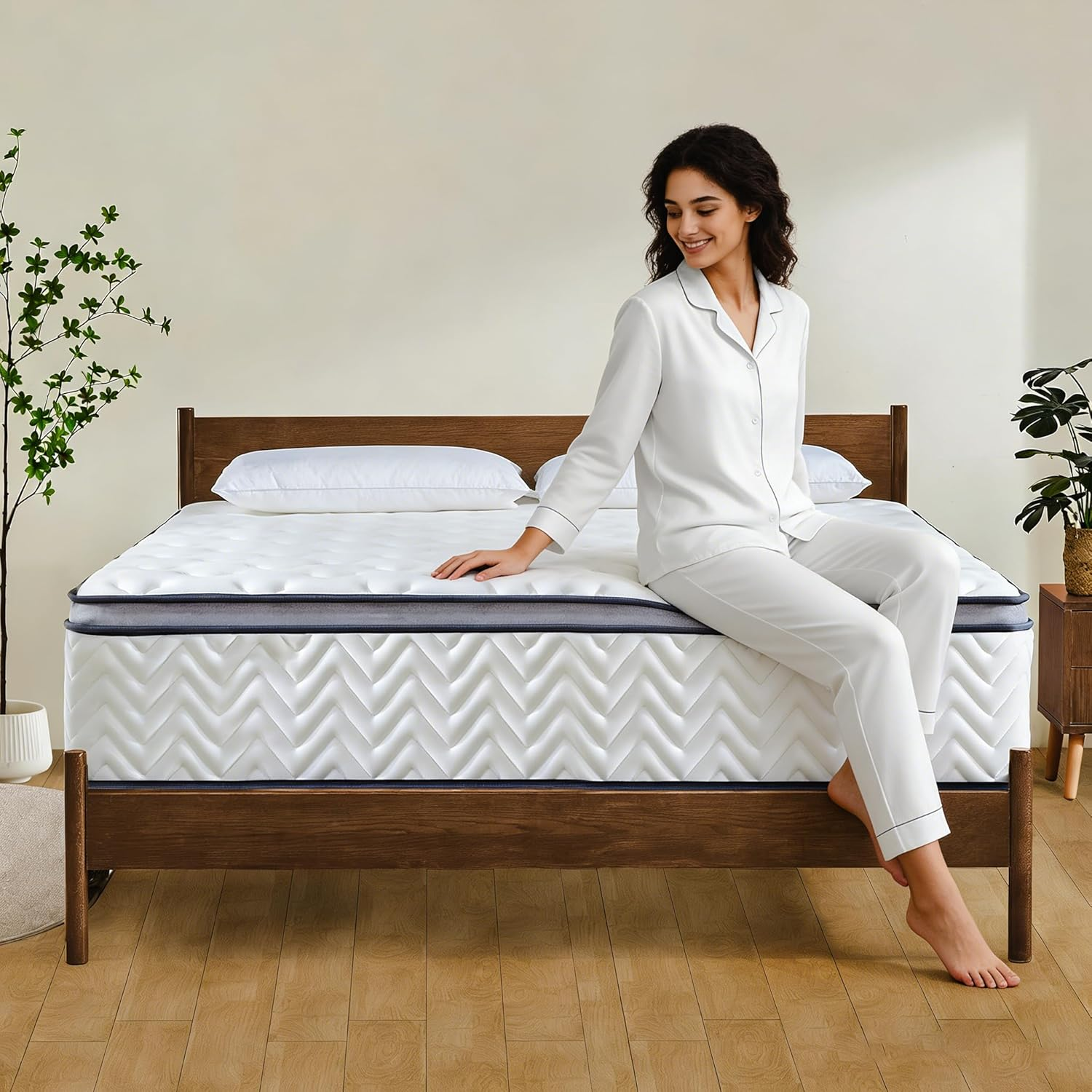 King Size Mattress, 12 Inch Medium Firm Hybrid King Bed Mattress, Memory Foam Mattresses in a Box for Pressure Relief, Individual Pocket Spring-Motion Isolation with Edge Support, CertiPUR-US
