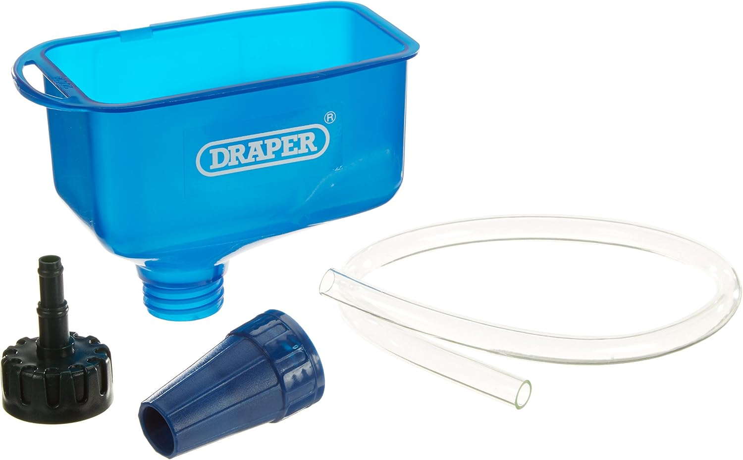 Draper Engine Oil Fuel Funnel with Flexible Hose | Wide Mouth Multifunctional Extra Large Funnel for Car Automotive | 26327, Blue