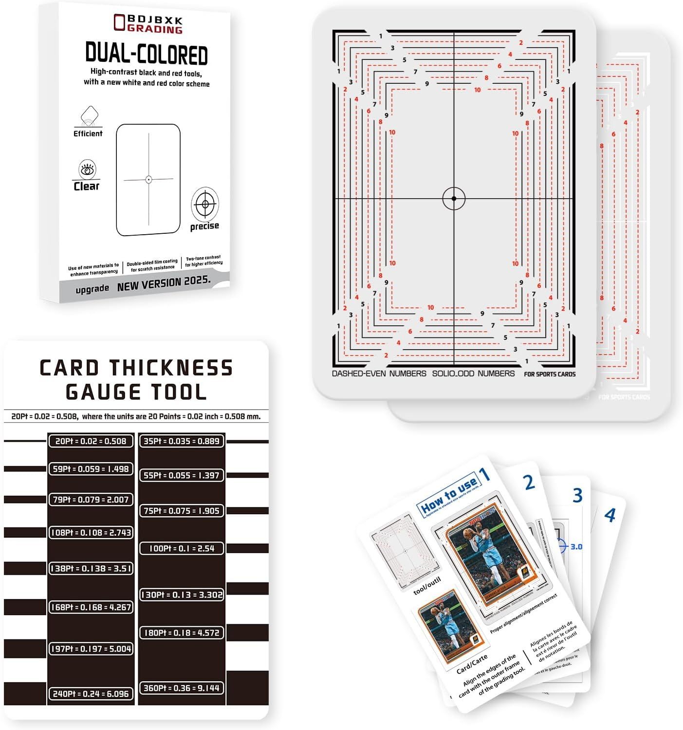 BDJBXK Card Centering Grading Tool, Sports Cards Grading Kit, Thickness