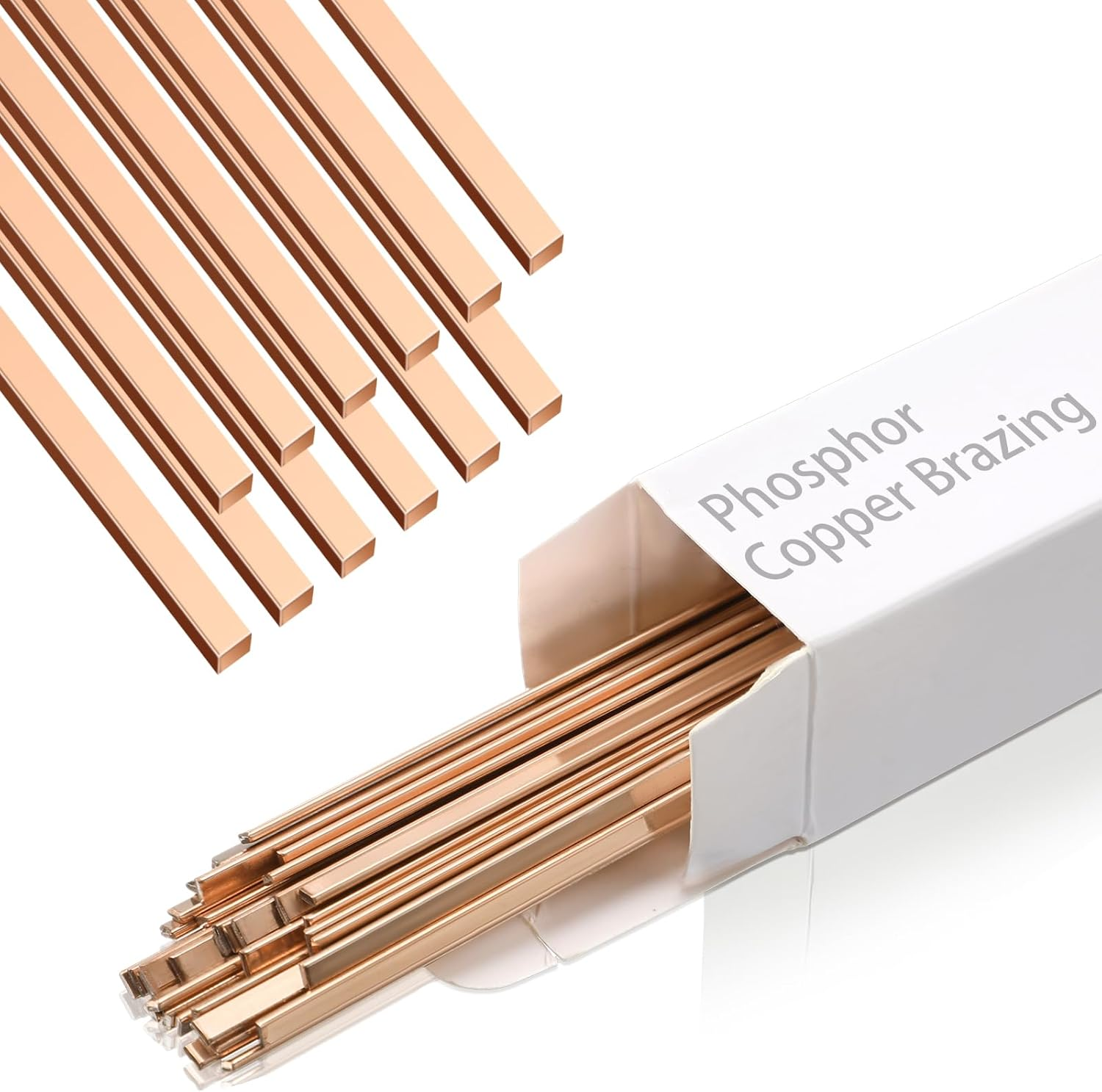 40 Sticks Brazing Rods AWS Bcup-1 Phosphor Copper Solder Phos Copper Brazing Alloys Flat Welding Rods Industry 0.050