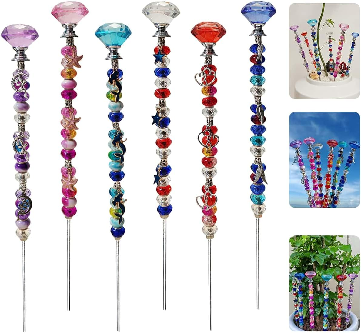 140-Piece Beaded Garden Stakes Kit for Festivals and Fairy Gardens