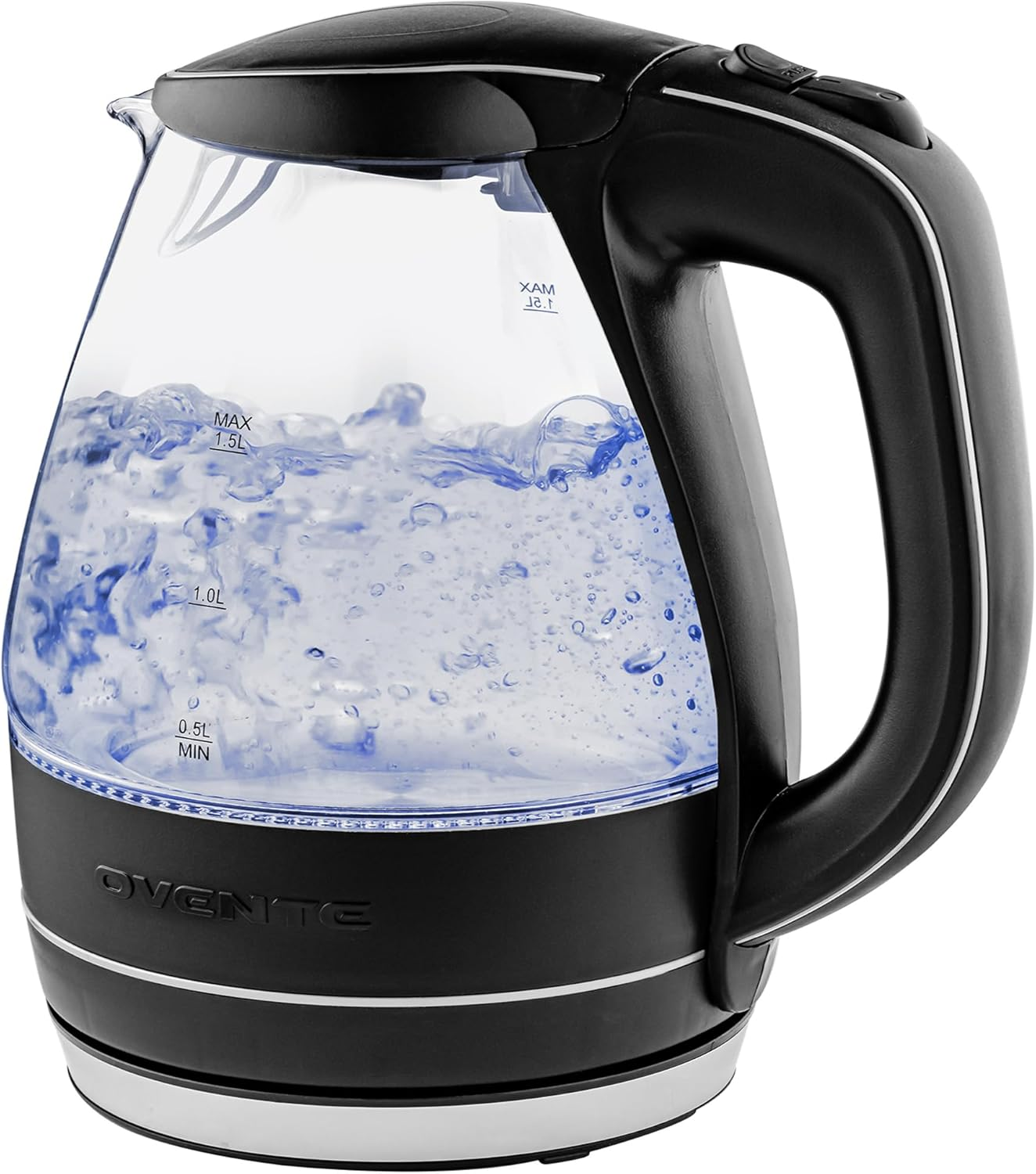 1.5L Borosilicate Glass Electric Kettle with Auto Shut-Off, Black
