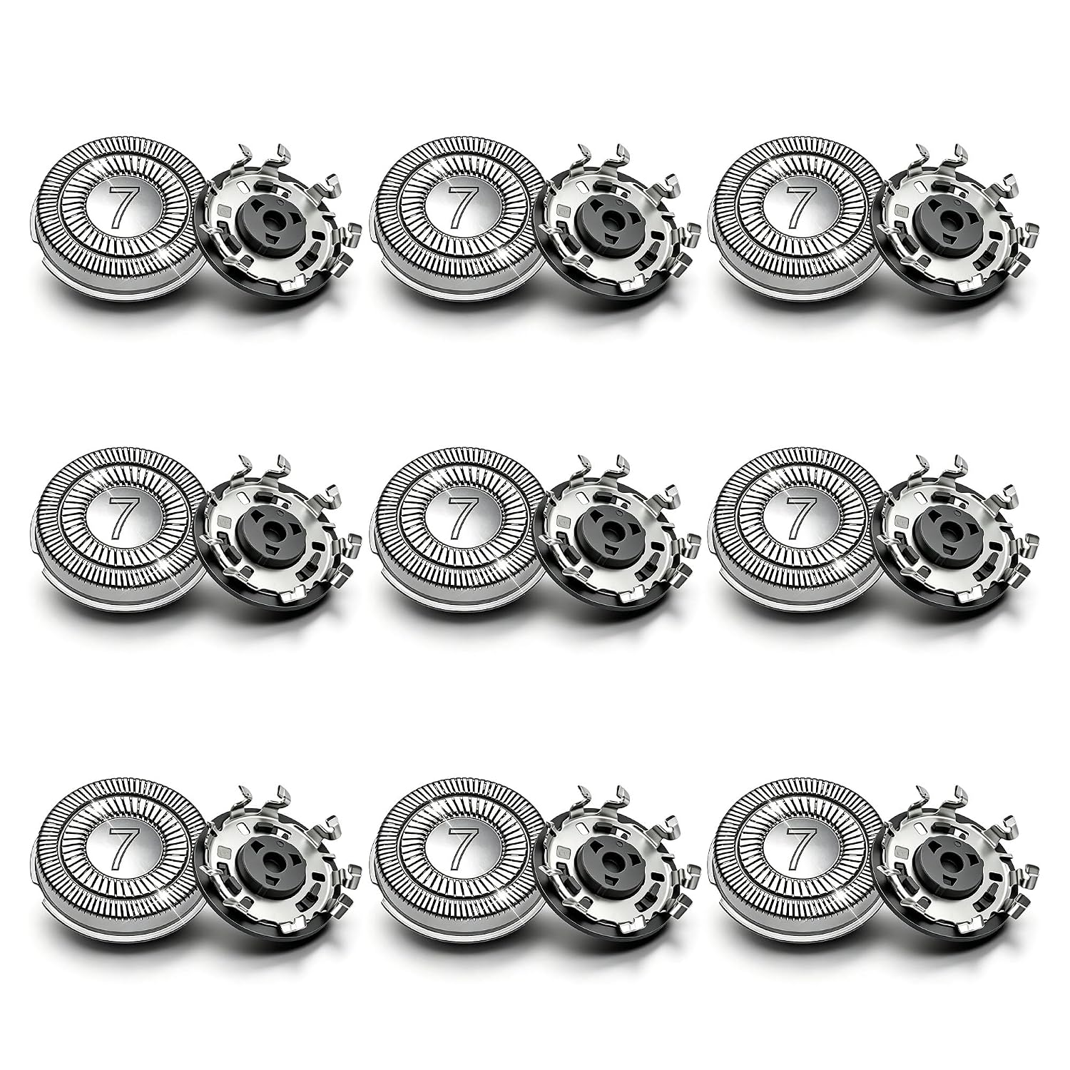 9 Pack SH70/71 Replacement Head Compatible with Philips Norelco Series 7000， Upgraded SH70/71 Compatibility Double Blades for Norelco 7000 Replacement Heads