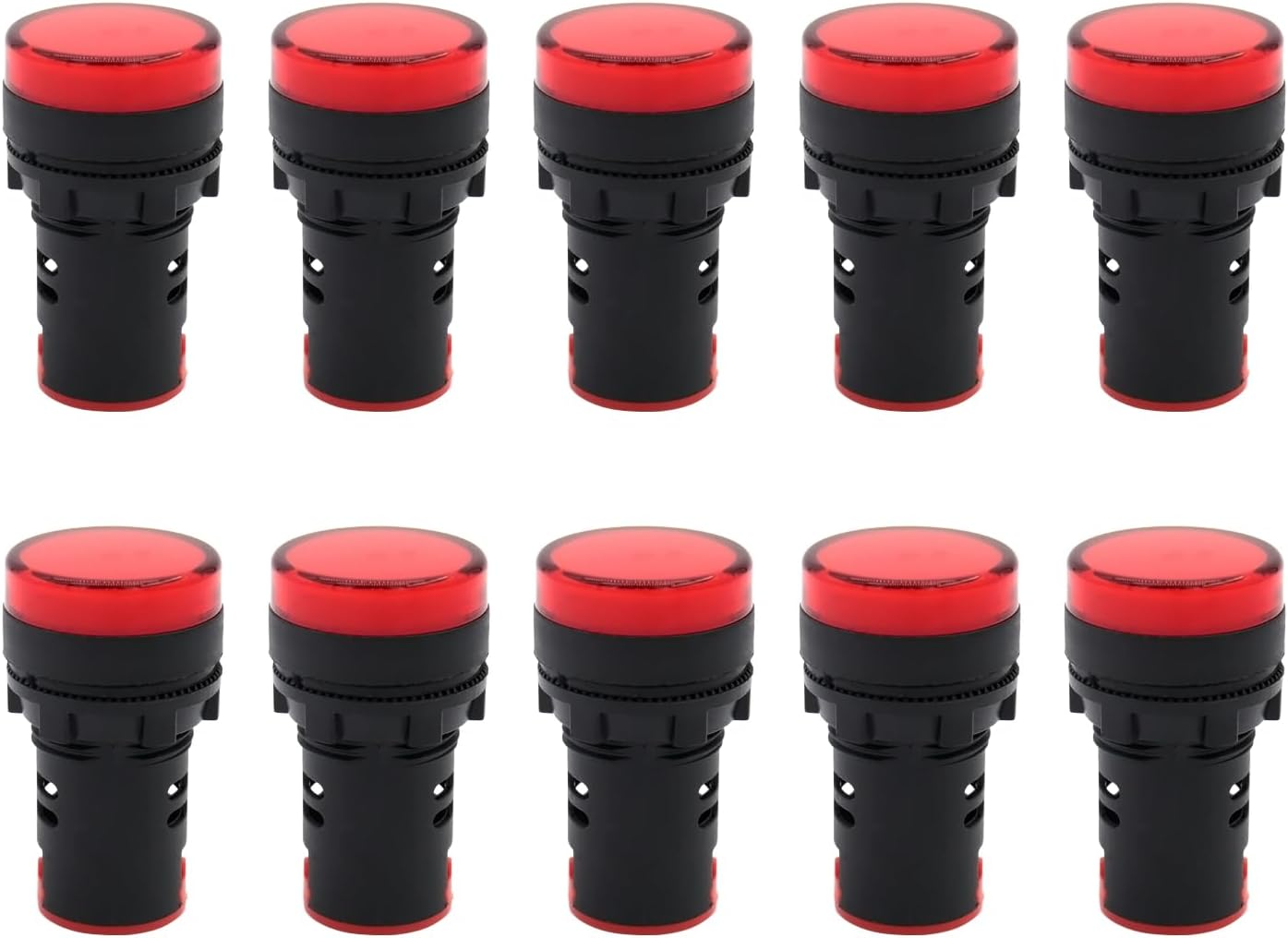 LED Indicator Light AC/DC 24V 20Ma Flush Panel Mount Red 10 Pcs