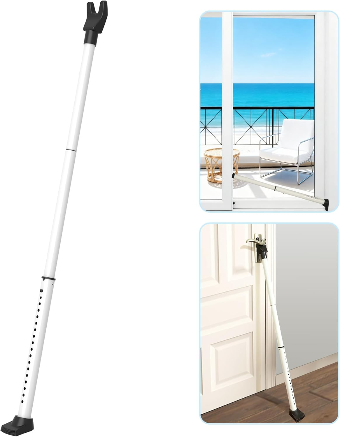 2025 Upgraded 2-In-1 Door Security Bar & Sliding Windows Bar,Adjustable Heavy Duty Stoppers Jammer for Apartment,Home, Hotel Room,Travel(1 Pack,White)