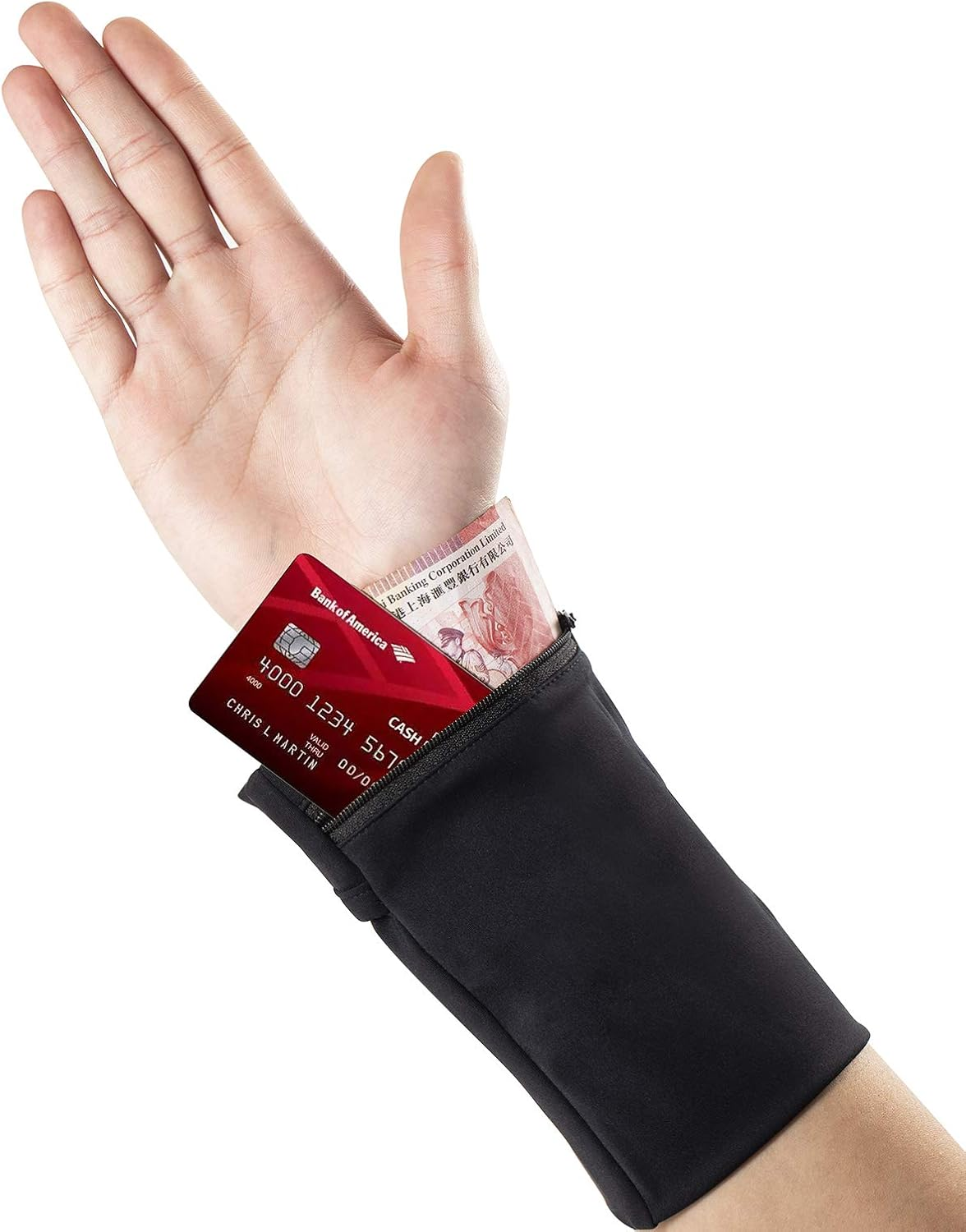Easyports 2 Pocket Wrist Wallet Wrist Cell Phone Holder, Ankle Wallet, Sweat Bands, Armband, Hidden Pouch, Wristlet Wallet for , Outdoor Sports Running.