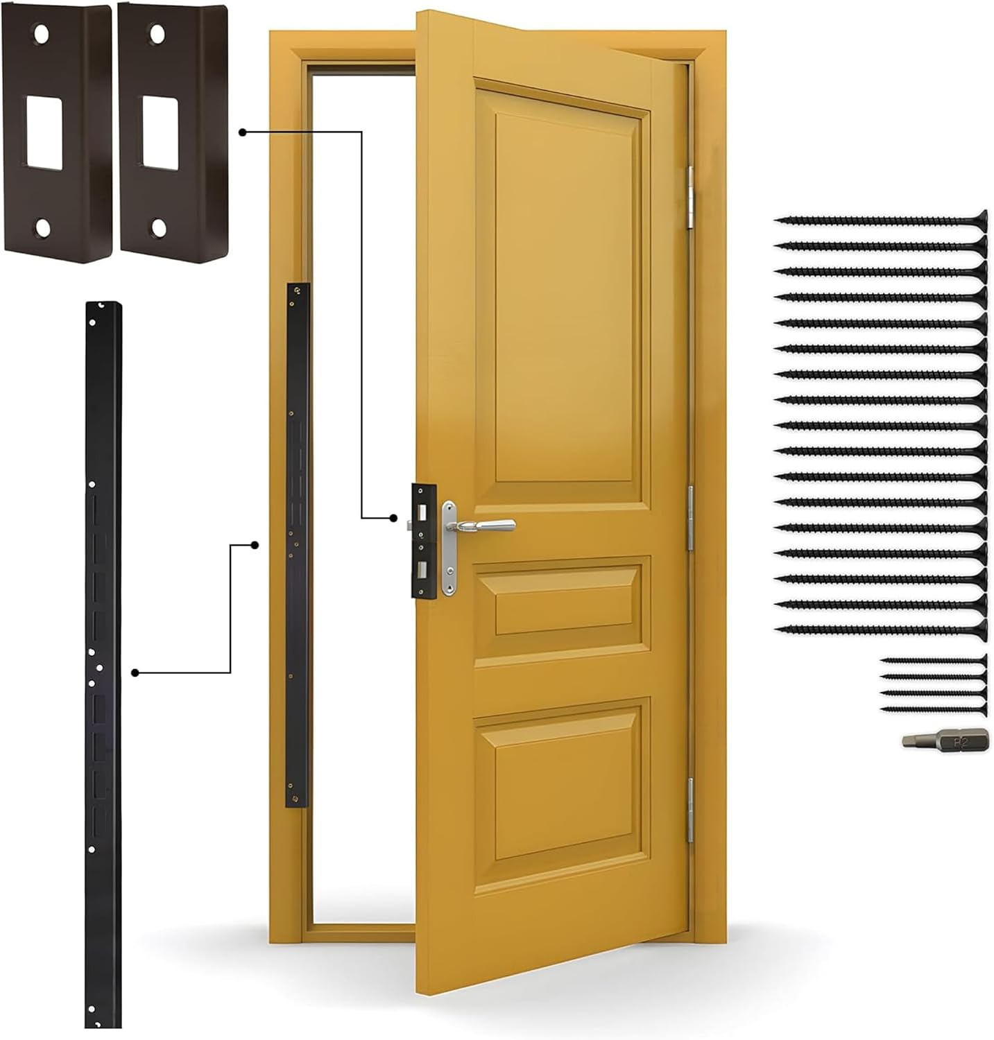 Door Armor Mini 3 Piece Door Reinforcement Kit, Aged Bronze, Made in USA