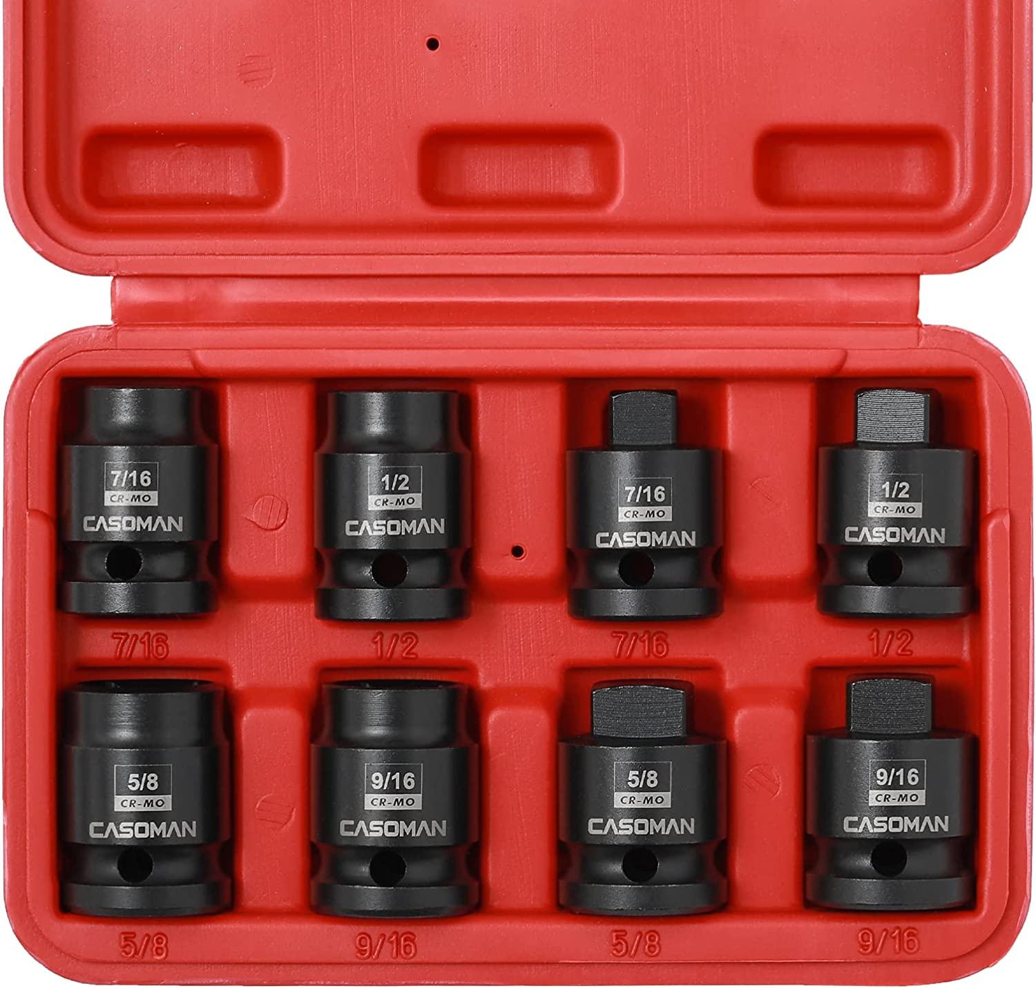 8PCS 1/2-Inch Drive Pipe Plug Socket Set, Cr-Mo, SAE, Male/Female Set, 7/16