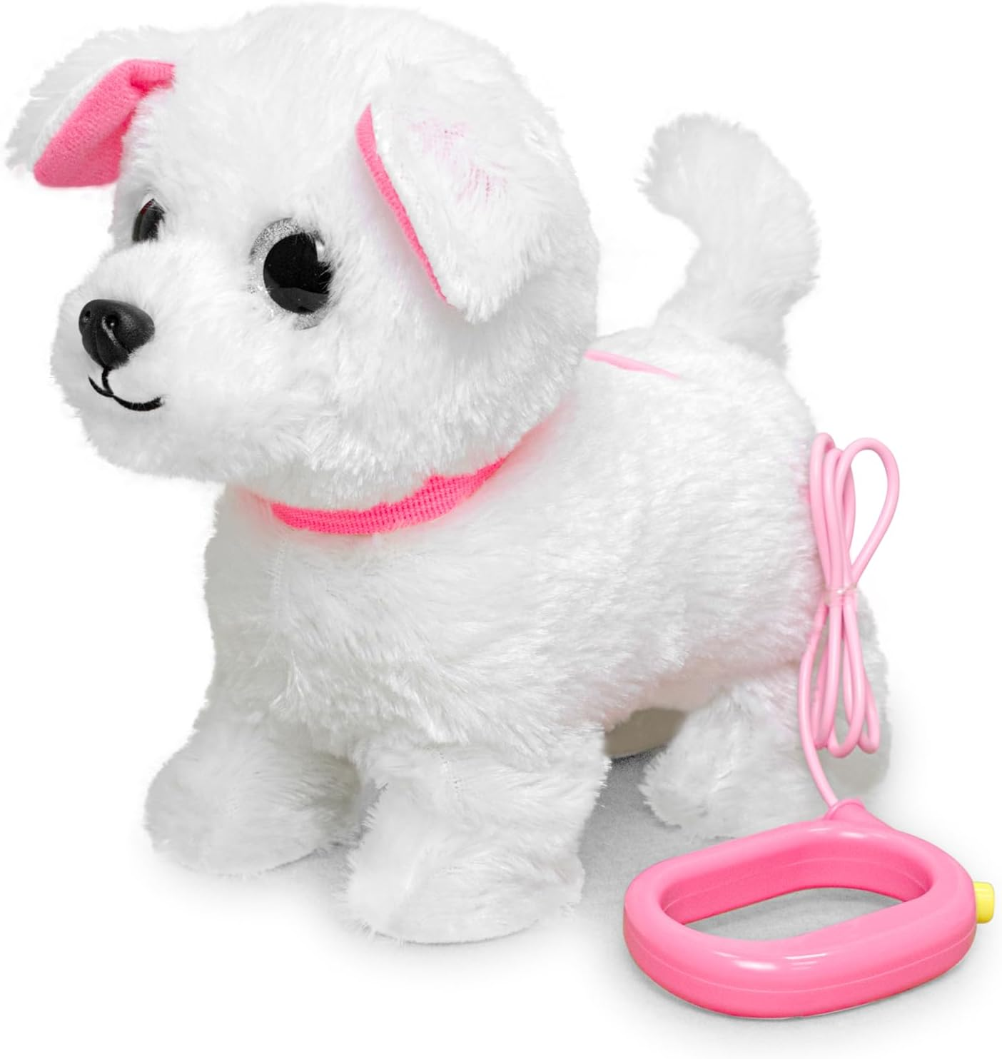 Walking and Barking Toy Dog with Remote Control Leash Puppy Electronic Pets Interactive Toys for Kids (White)