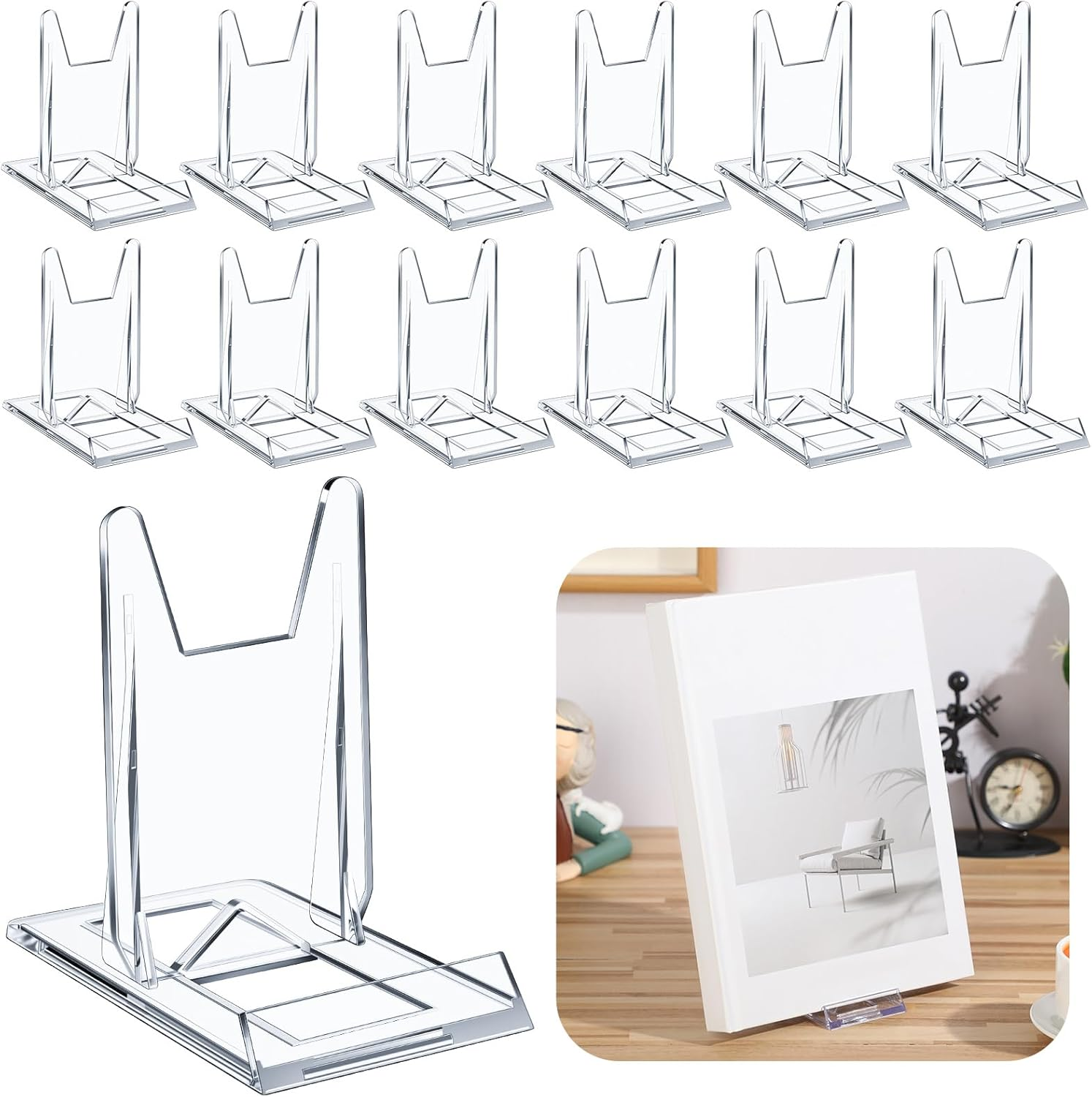 12 Pack Adjustable Acrylic Comic Book Display Stands Clear Easel for Artwork
