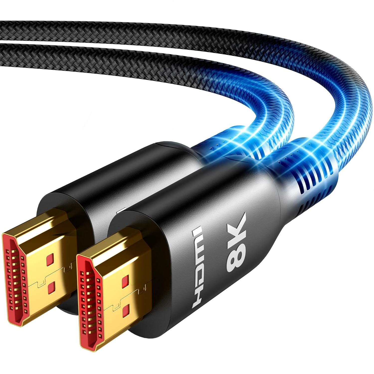 Long HDMI Cable 20 FT, 10K 8K 4K Ultra HD High Speed 2.1 HDMI Cable 48Gbps Braided Cord-4K@120Hz 8K@60Hz, DTS:X, HDCP 2.2&2.3, Dynamic HDR 10 Compatible with Roku Tv/Ps5/Hdtv/Blu-Ray