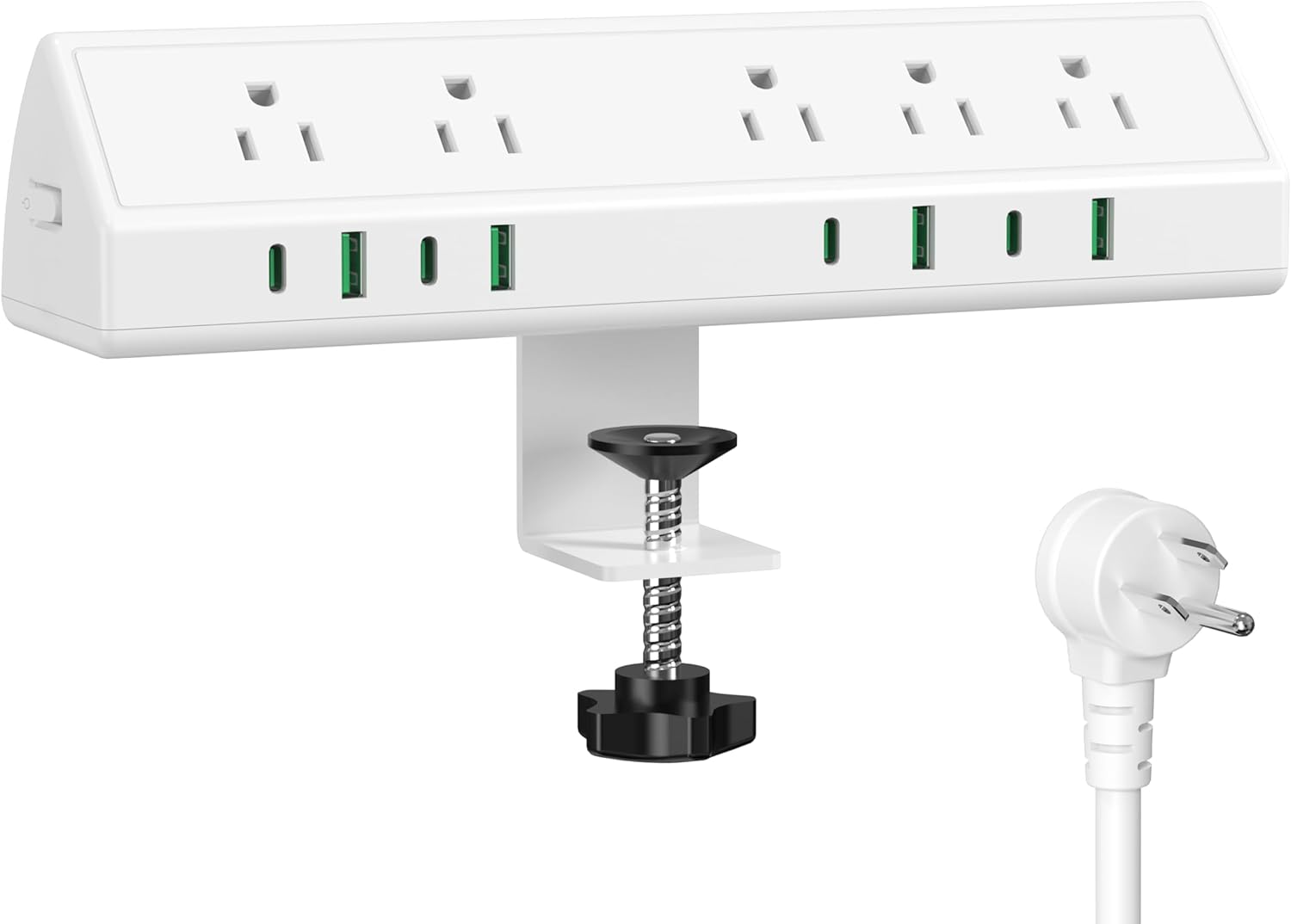45W Fast Charging Station,Desk Clamp Power Strip,4 PD USB-C Ports,5 AC Outlets,Surge Protector Power Strip, 14AWG Heavy Duty Cord, Fits 1.9