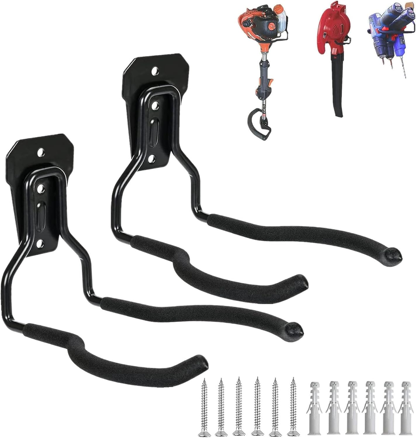 Garden Power Tool Hanger, String Trimmer Wall Hanger Bracket, Weed Eater Storage Hook for Garage Wall, Weed Trimmer Wall Mount, Weed Wacker Holder for Brush Cutter