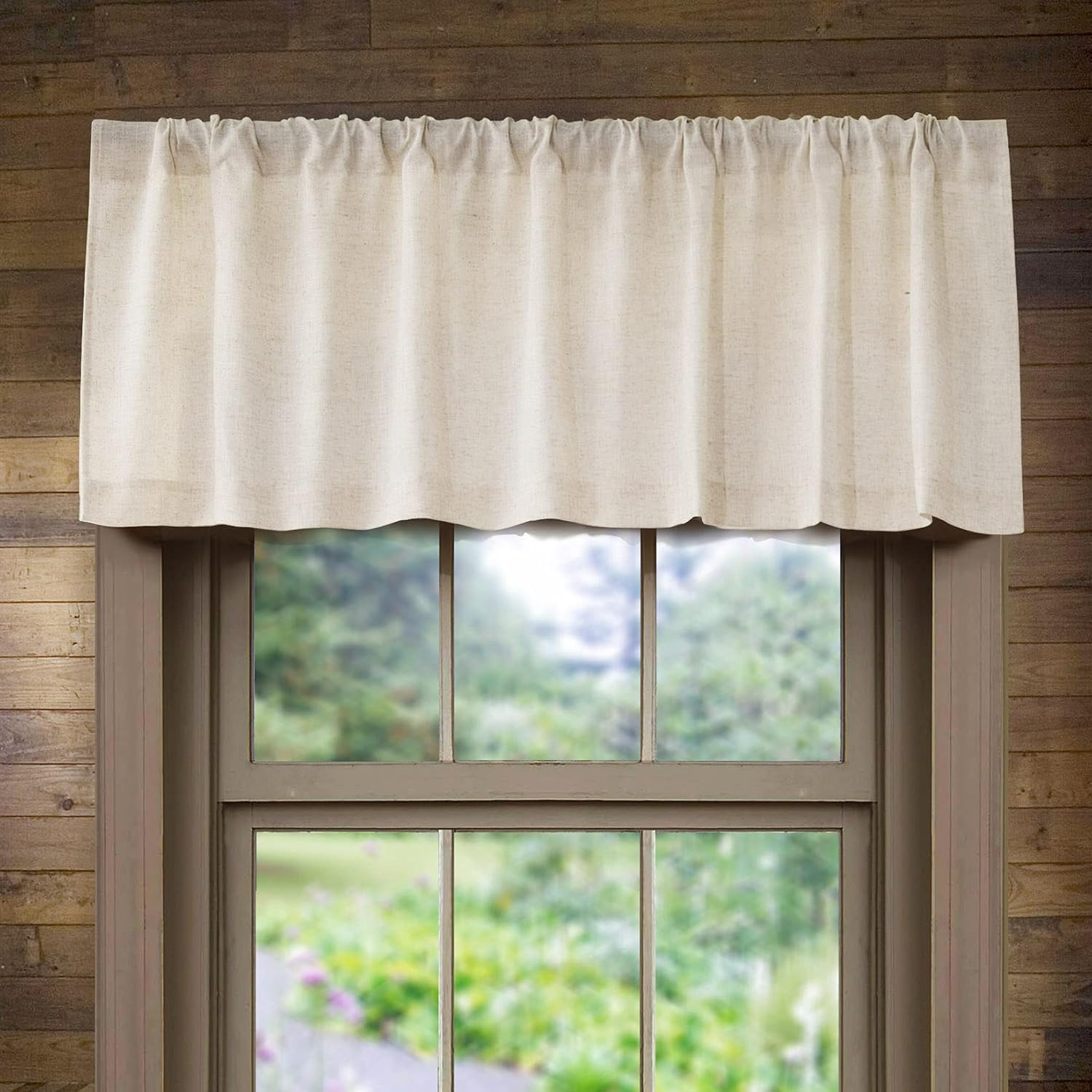 Linen Valance for Kitchen Rod Pocket Rustic Farmhouse Crude Window Curtain Valances 18 Inch Length for Bathroom Living Room, Natural, 1 Panel