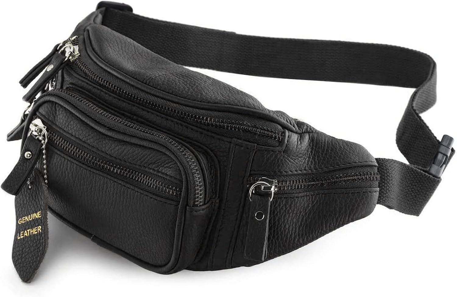 Cangurera Cuero Genuino Multibolsillos para Hombre y Mujer Viaje Senderismo