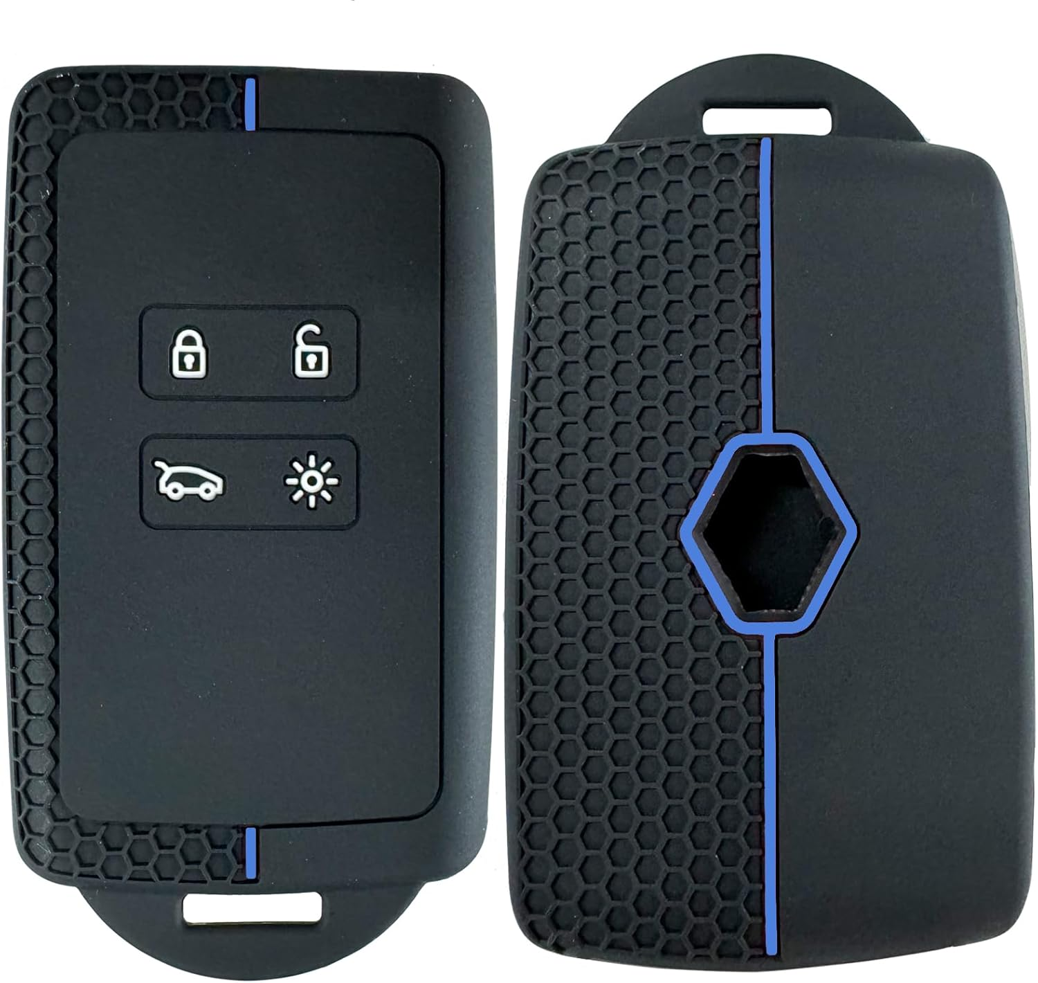 Custodia per chiavi auto per Renault Clio Megane Koleos Kadjar Kangoo, XU, Twingo Talisman Captur Espace Dacia Duster - Silicone - 3 pulsanti (linea rossa) - KZQ