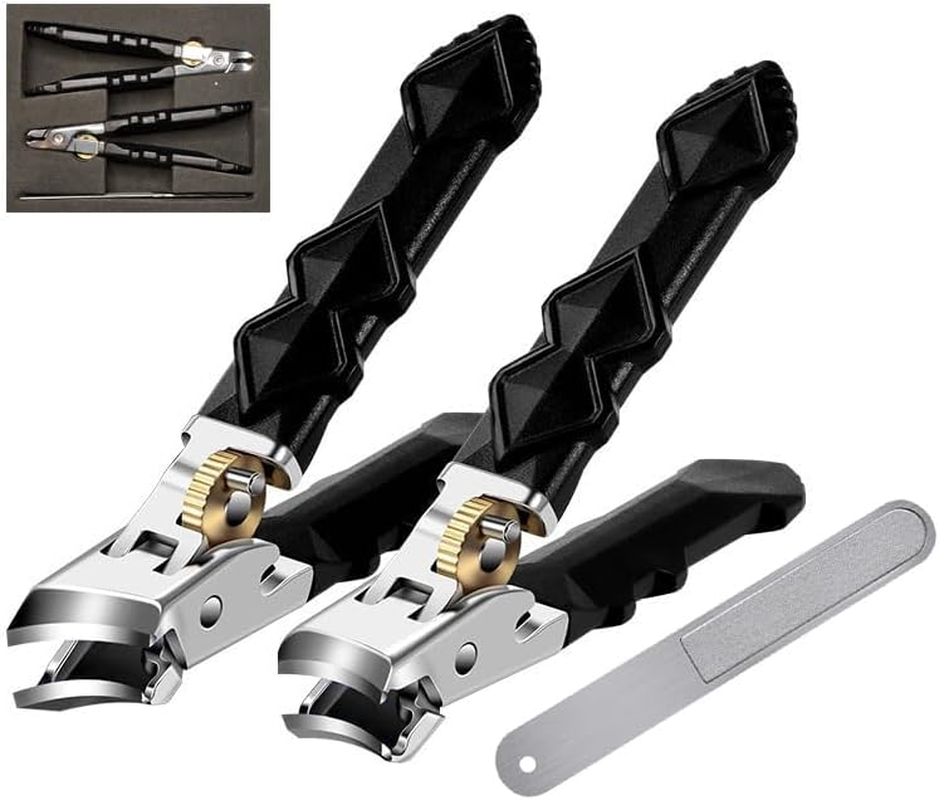 Goredny  Toe Nail Clippers, Toenail Clippers for Thick Toenails, Wide Jaw Opening 180° Slanted Nail Clippers with Anti-Splash Catcher, Heavy Duty Stainless Steel Toenail Clippers
