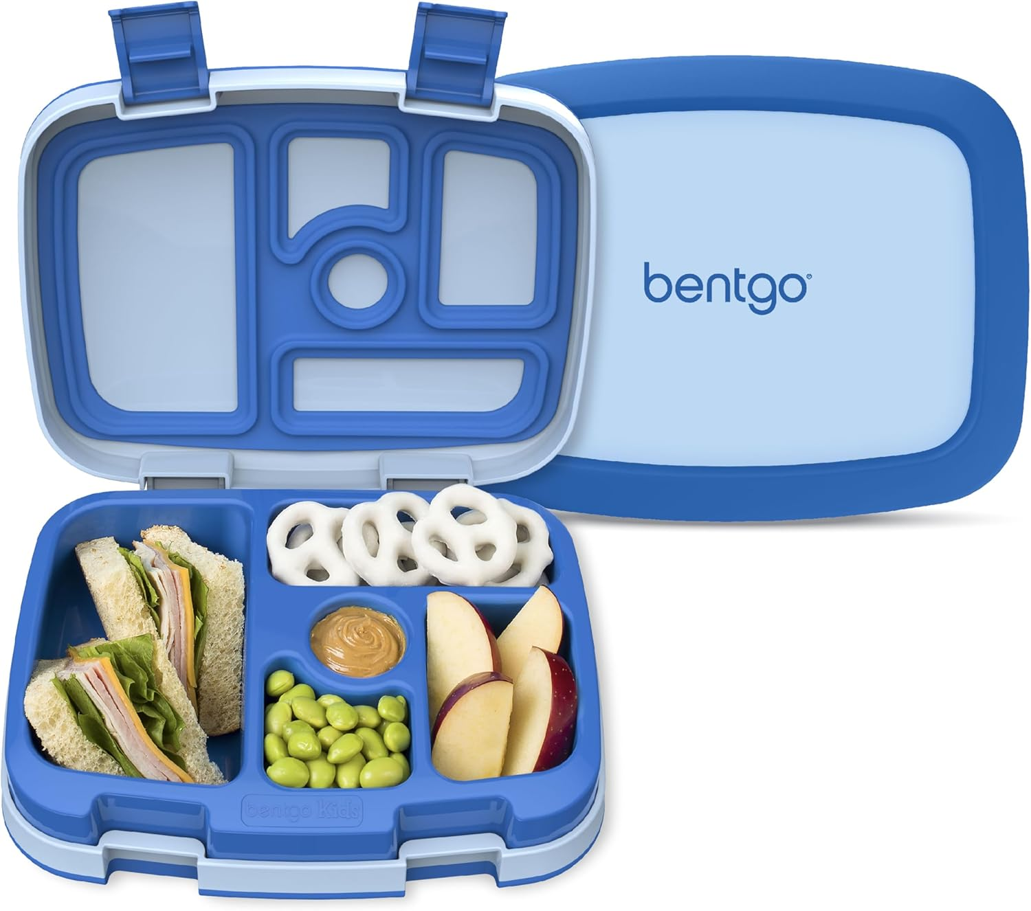 Kids Bento-Style 5-Compartment Leak-Proof Lunch Box - Ideal Portion Sizes for Ages 3 to 7 - Durable, Drop-Proof, Dishwasher Safe, PFAS & Bpa-Free & Made with Food-Safe Materials (Blue)