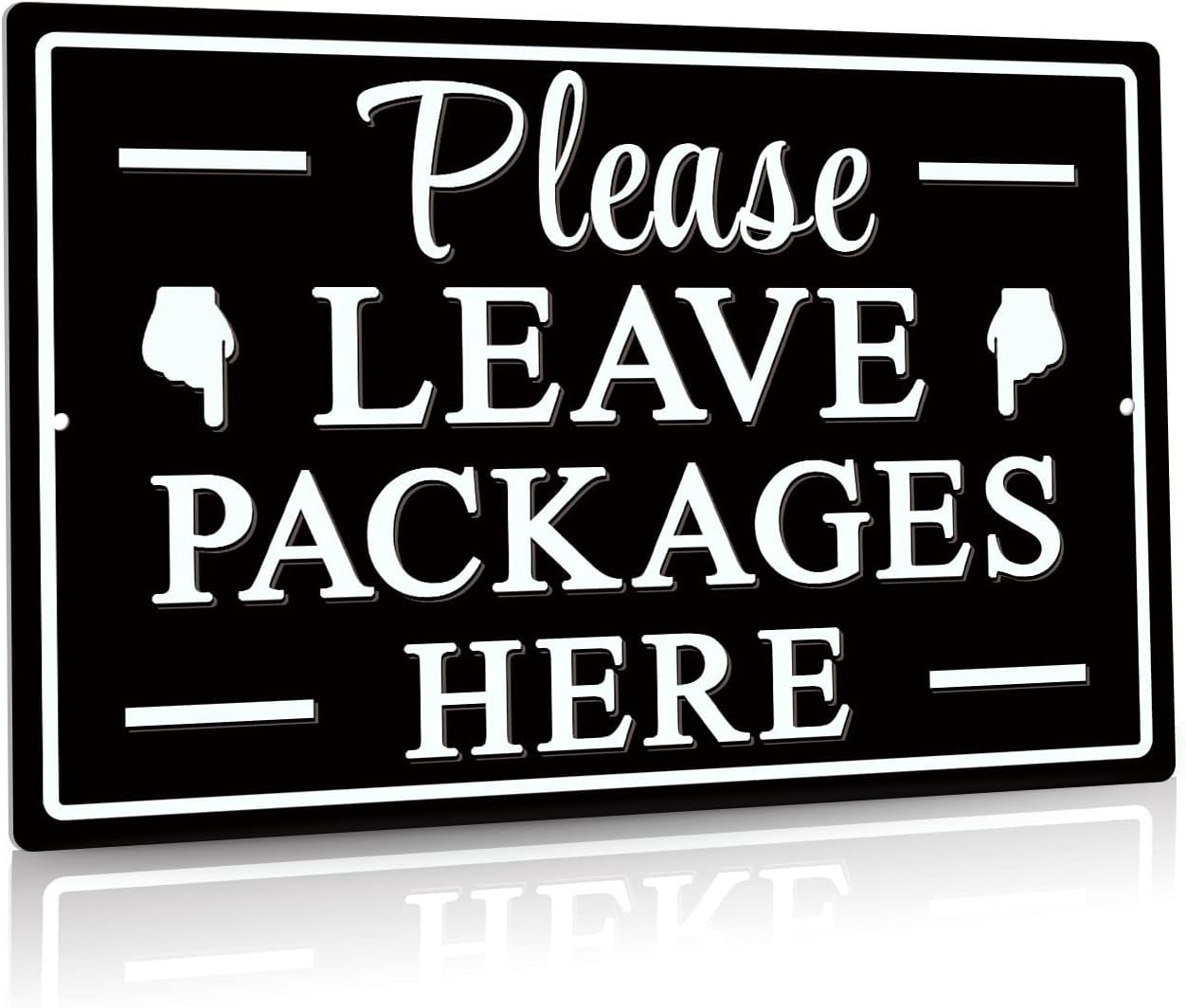 Please Leave Packages Here Metal Sign, Package Delivery Decor, Indoor/Outdoor Use for Front Door, Business, 12x8 Inches Aluminum