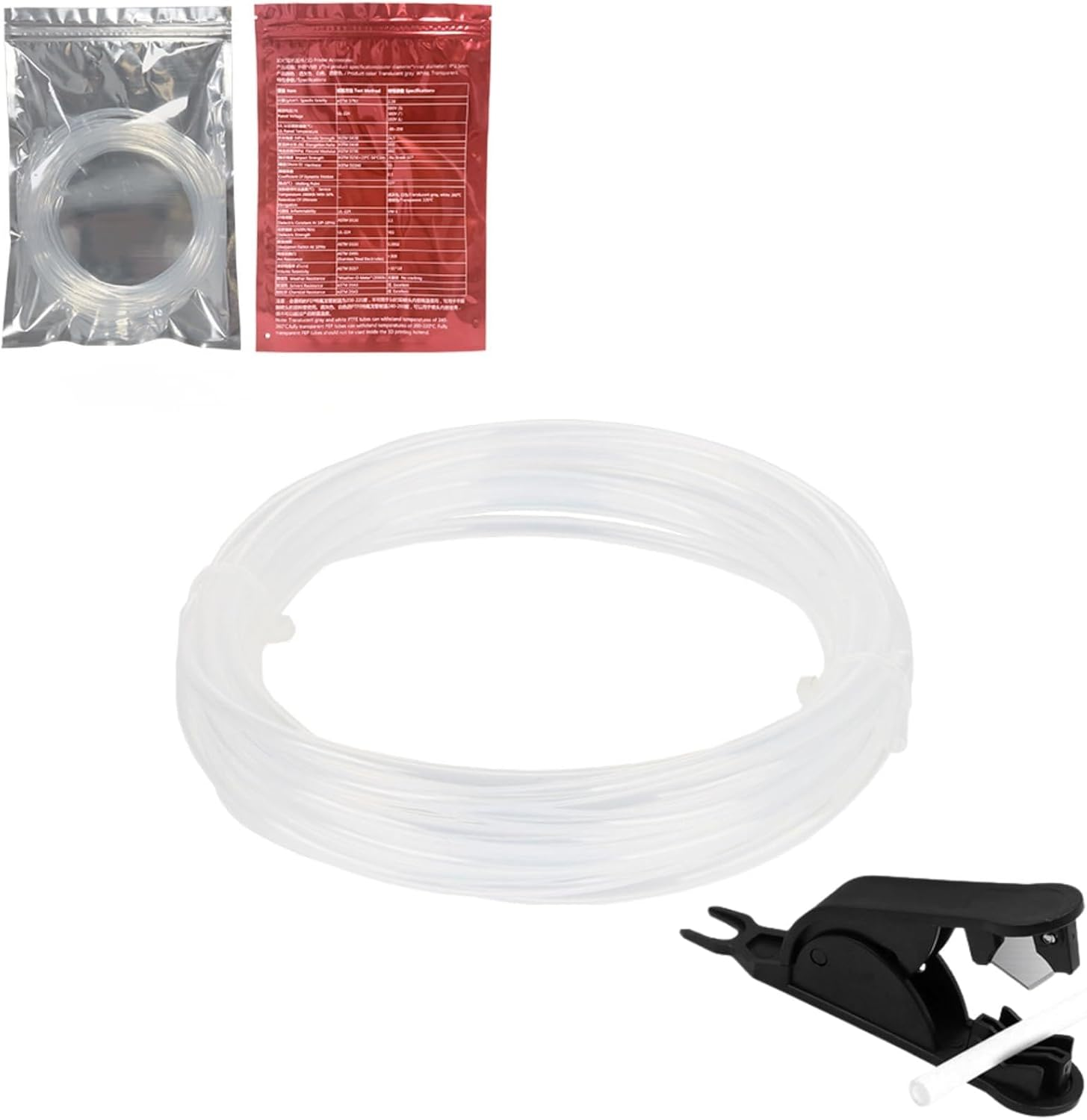 For Bambu Lab PTFE Tube, PTFE Tubing for P1S, 5M with Cutter for 1.75Mm Filament for 2.5Mm Id×4Mm OD with Tubing Cutter for Bambu Lab X1/ X1C/ P1P/ P1S/ A1/ A1 Mini, Transparent