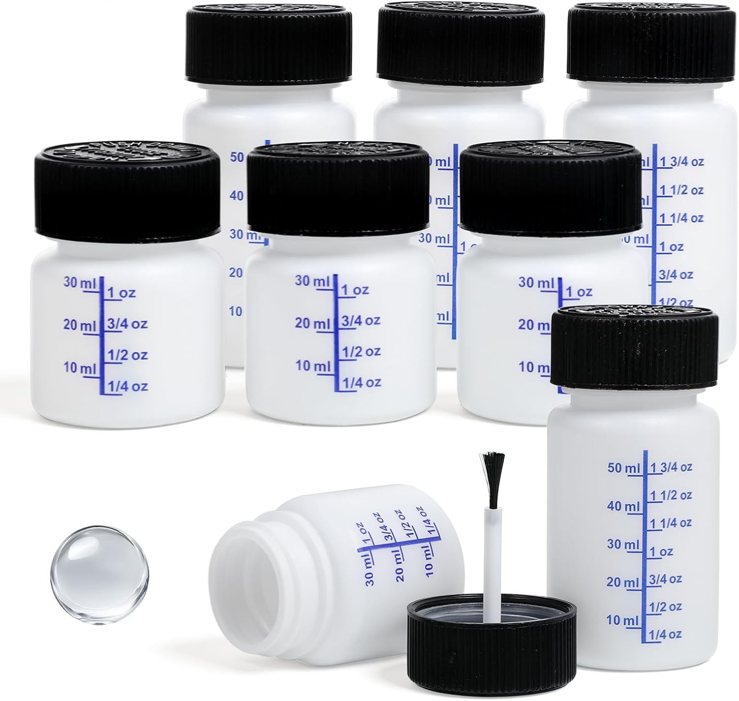 6 Pack 1&2 Oz Touch up Paint Container with Brush and Lid, Empty Paint Touch up Bottles Vehicle Paints Chip Repair Applicator for Fixing Car Scratches, Damage